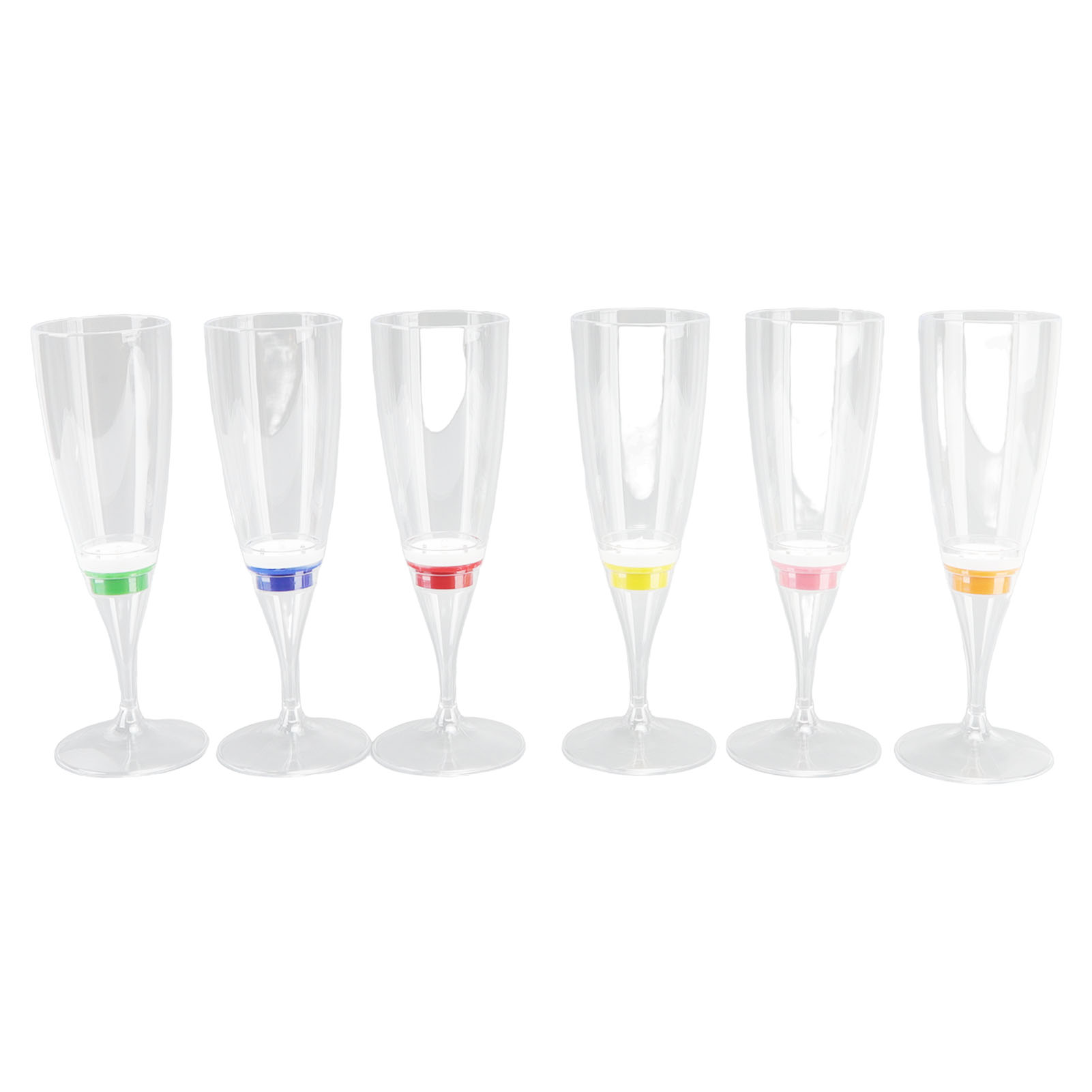 Set Mit 6 Led-champagnerflöten Aus Ps, Automatische, Mehrfarbig Beleuchtete Gläser, 150 Ml, Für Partys Und Hochzeiten