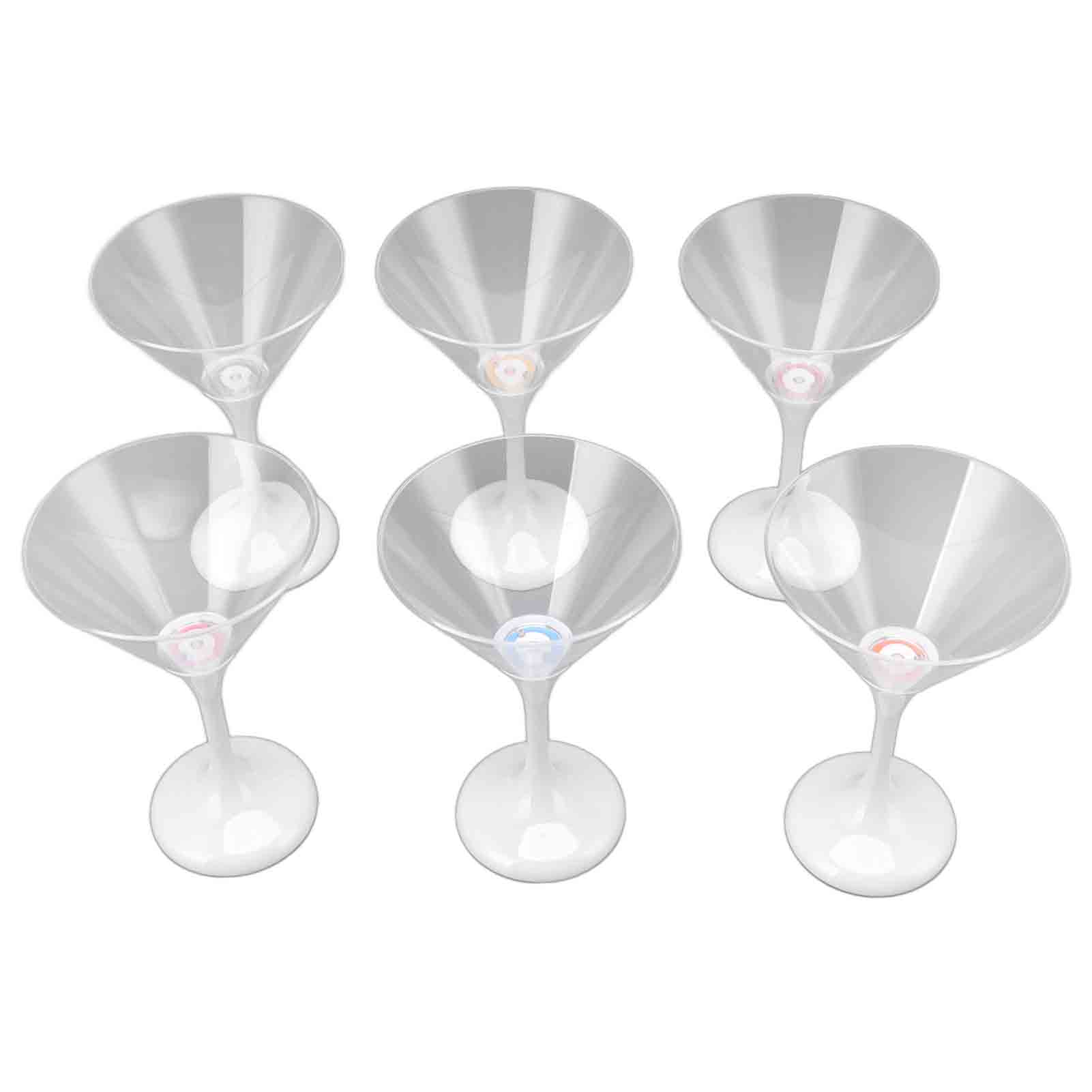 Set Mit 6 Led-beleuchteten Martinigläsern, 210 Ml, Ps/abs-kunststoff Mit Stiel, Automatischer, Mehrfarbiger Blinkeffekt, Ideal Für Partys