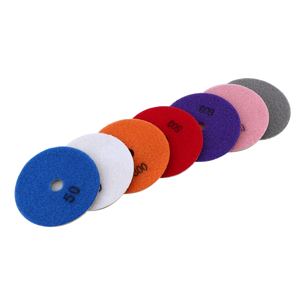 100-mm-nass-diamantpolierscheiben Für Marmor, Granit Und Beton – 7er-pack (50 Bis 3000)