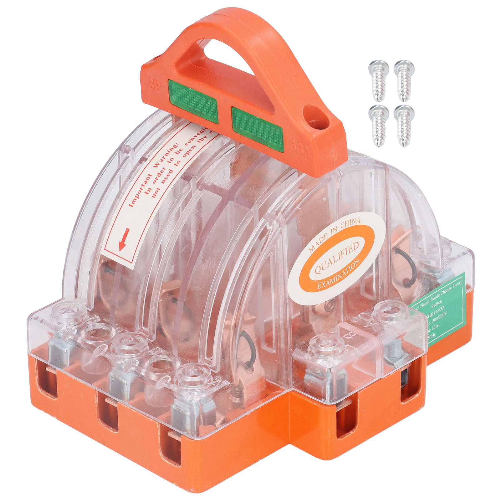 Toivize 3p Messerschalter 63a Ac380v, Gehäuse Aus Massivem Kupfer, Transparent, Mit Led-anzeige Für Industrielle Installationen