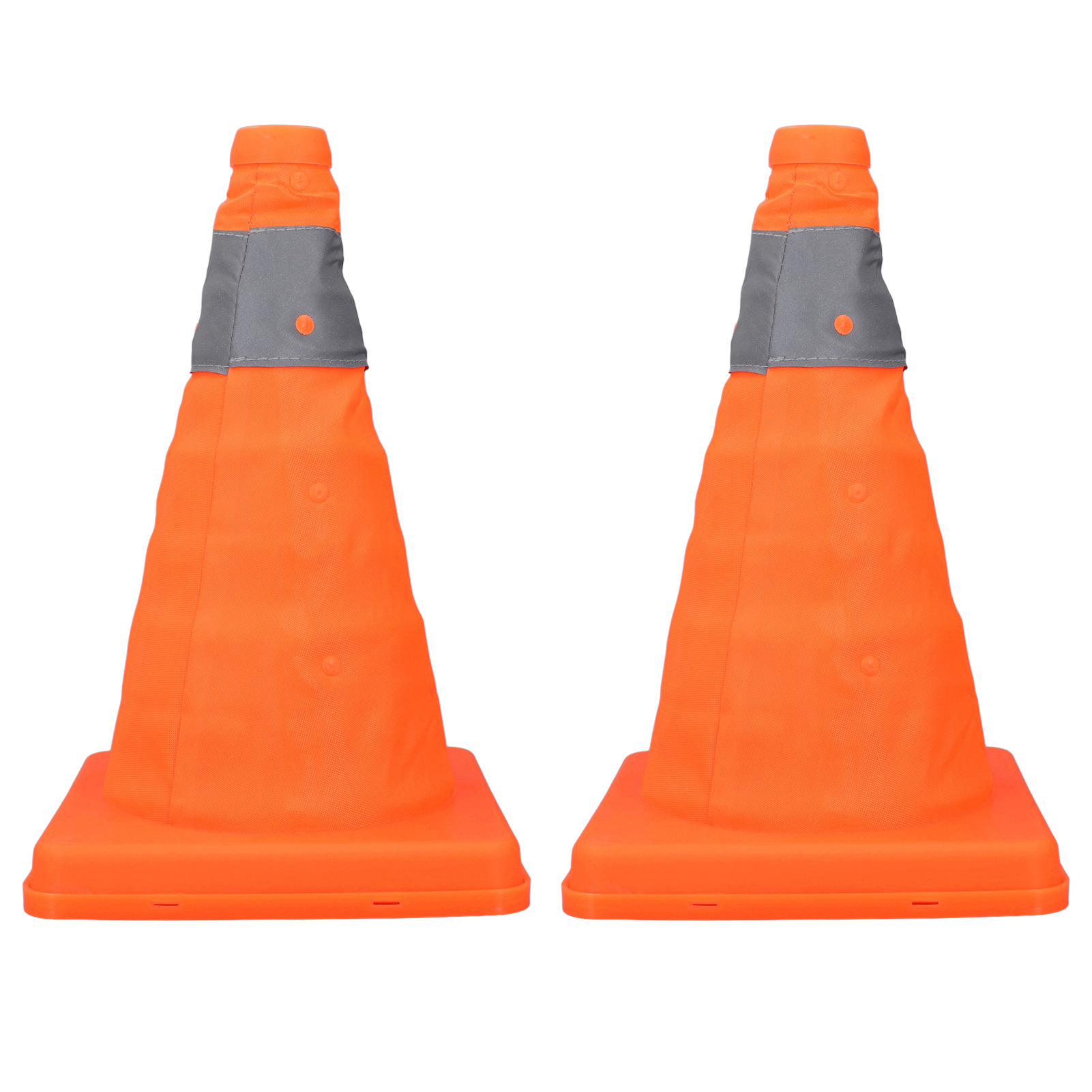 Faltbarer Verkehrskegel, 30 Cm – 2 Stück, Orange, Mit 360°-reflexstreifen Aus Pp- Und Oxford-gewebe, 19 Cm Stabiler Fuß