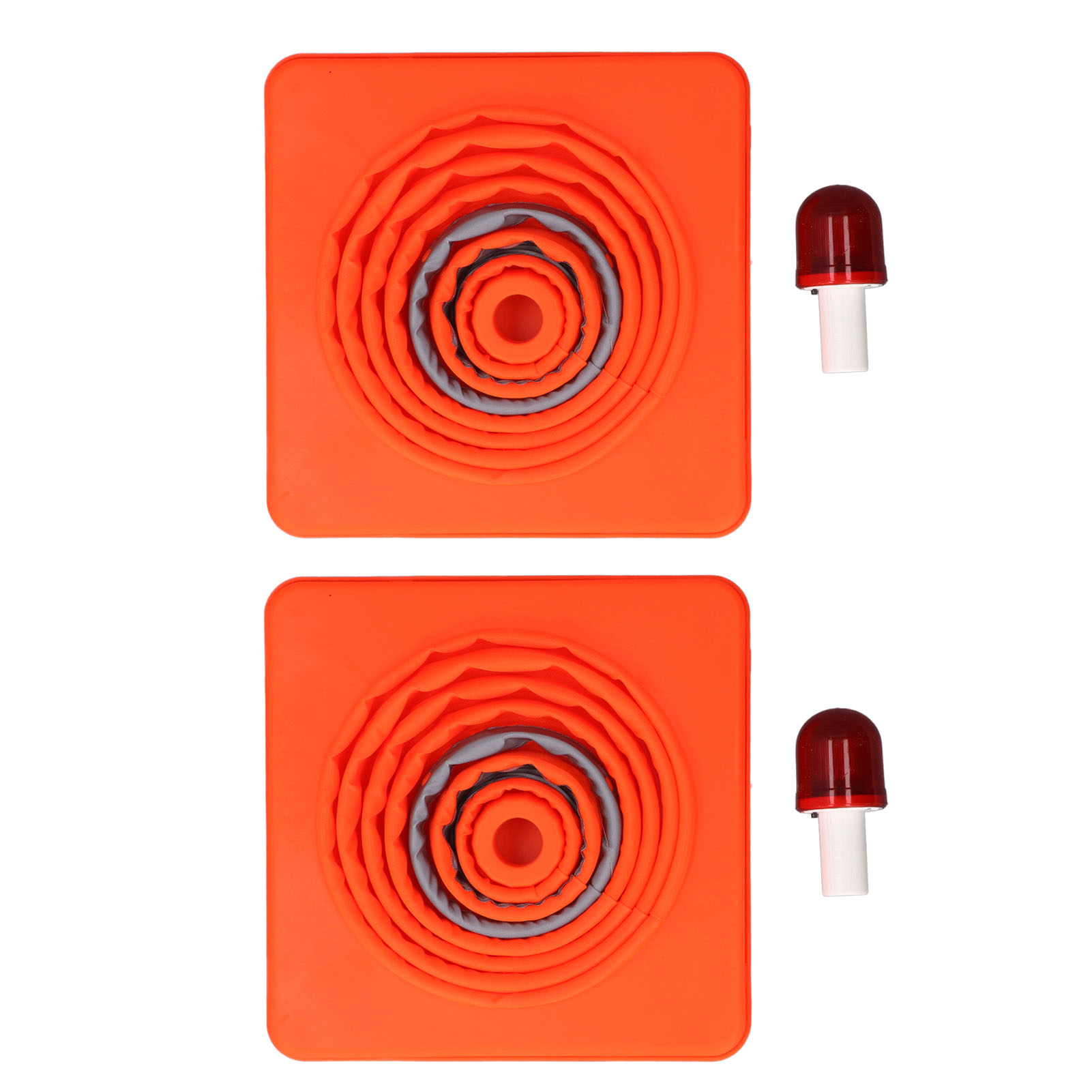 Set Mit 2 Faltbaren, 45 Cm Hohen Orangefarbenen Verkehrskegeln Mit Reflektorstreifen Und Led-leuchten Für Mehr Sicherheit Auf Straßen Und Baustellen.