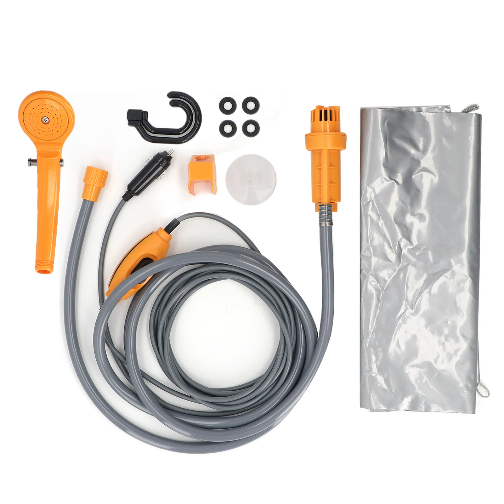 Tragbare Dusche (36 W, 24 V) Für Auto Und Camping, Elektrische Pumpe Mit 3d-duschkopf, 2 M Schlauch, Orange, Komplettset