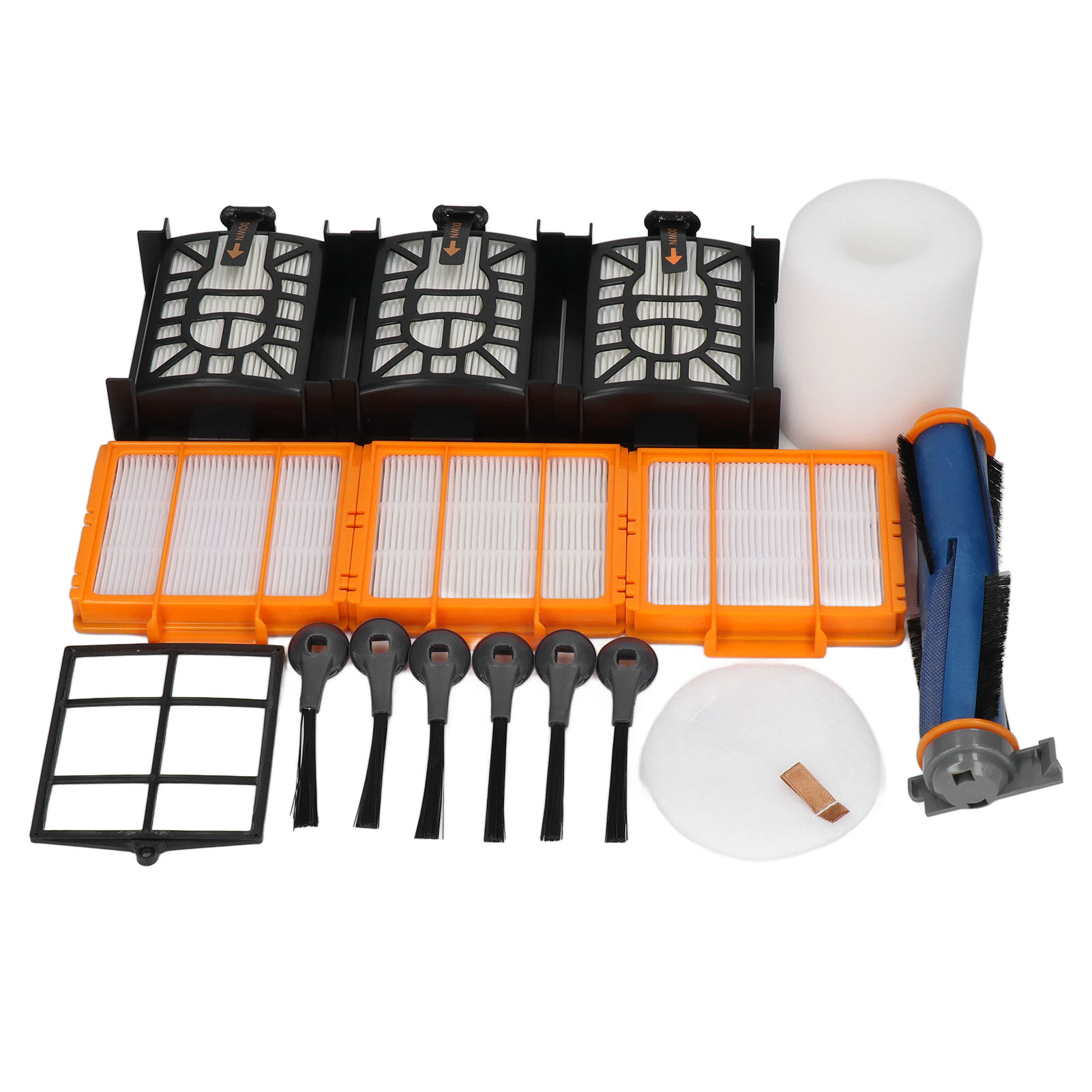 Zubehörset Für Die Saugroboter Shark Av2501ae Und Av2502ae: Hauptbürste, 6 Seitenbürsten, Orange Und Schwarze Hepa-filter, Schwamm