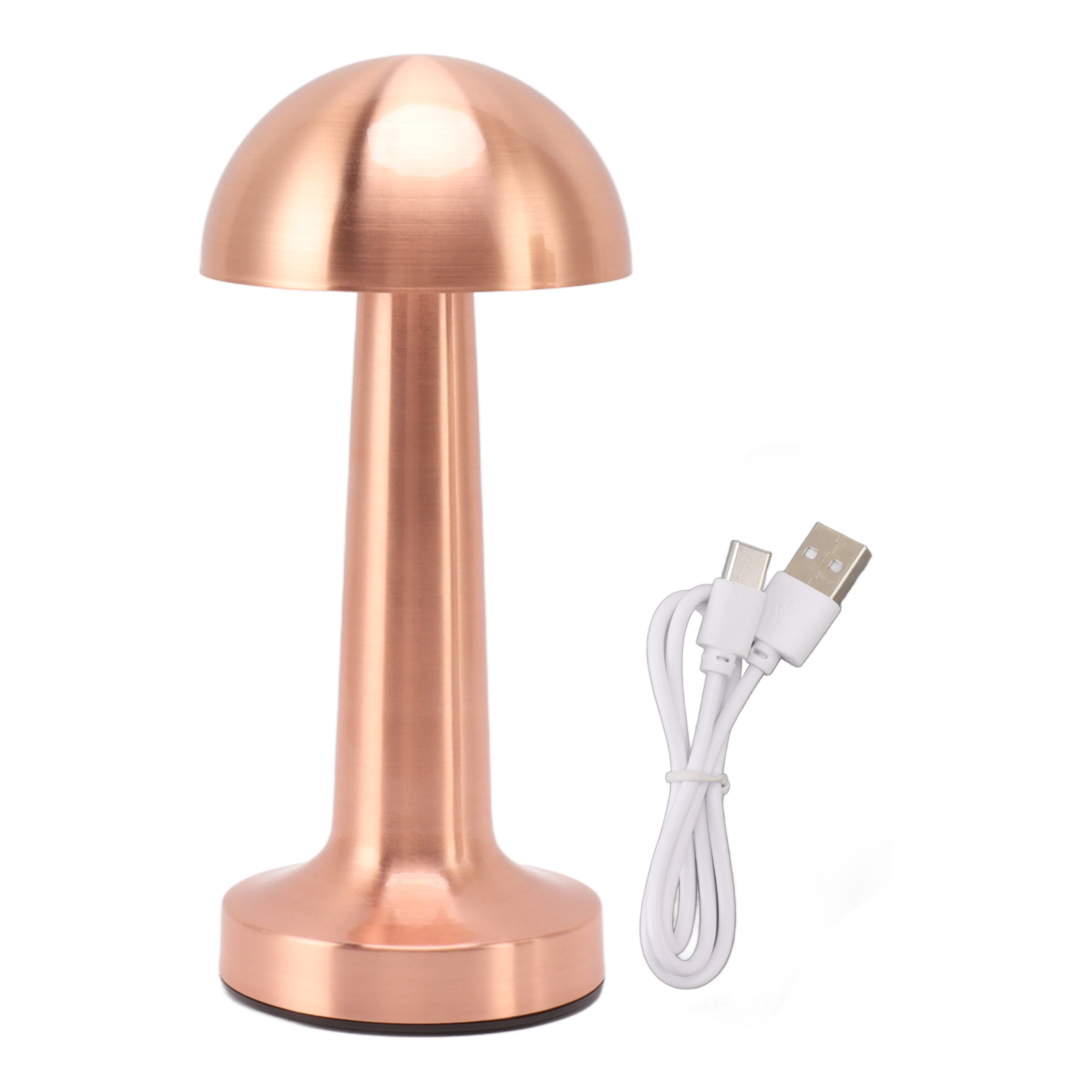 Wiederaufladbare, Berührungsempfindliche Pilzlampe, Roségoldenes, Gebürstetes Metall, 3 Dimmbare Lichtmodi, Modernes Design Für Schlafzimmer, Büro, Wohnzimmer