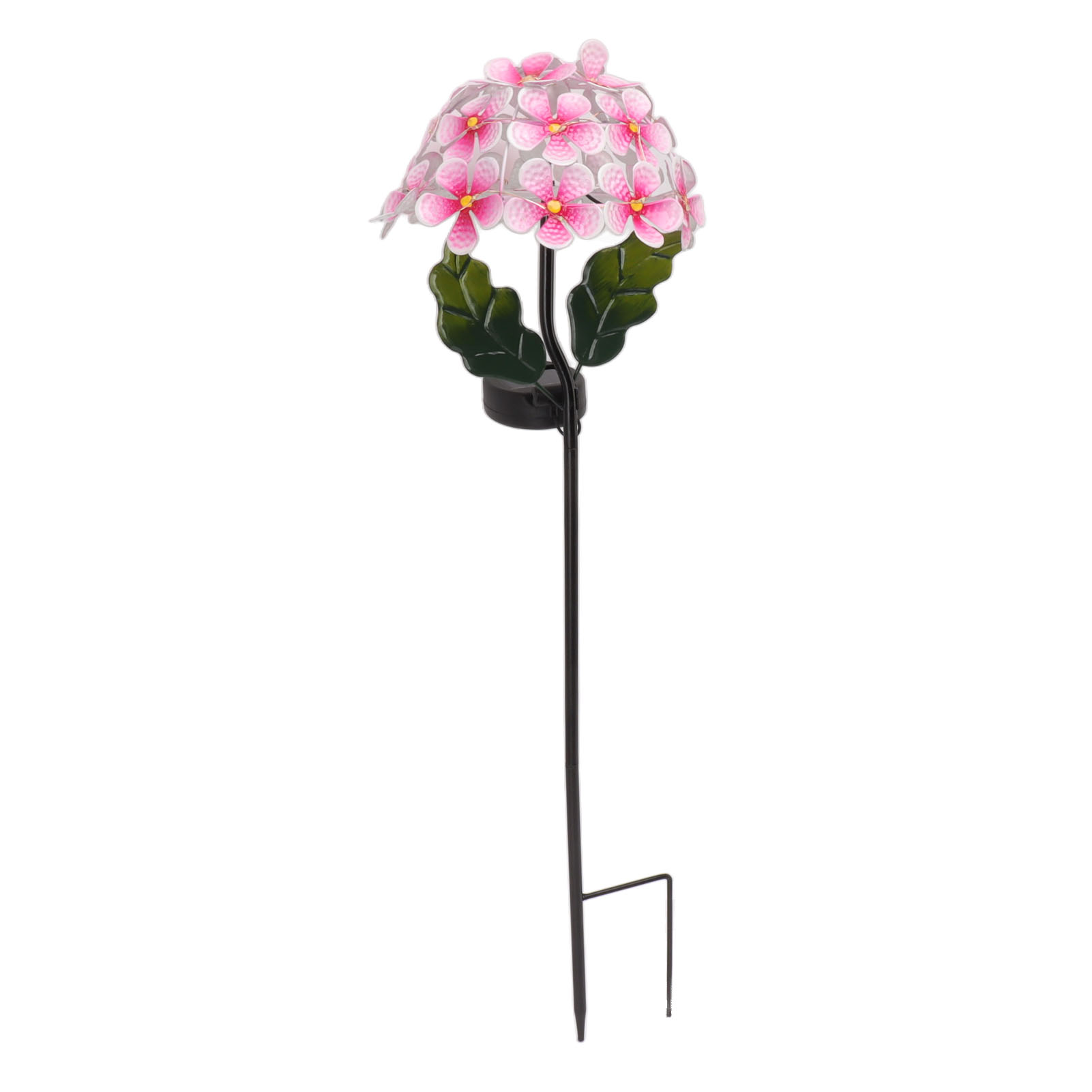 Solar-gartenleuchte Mit Rosa Hortensienmotiv, Led, Wasserdicht (ip65), Integrierter Akku, Kabelloser Erdspieß, Realistisches Design