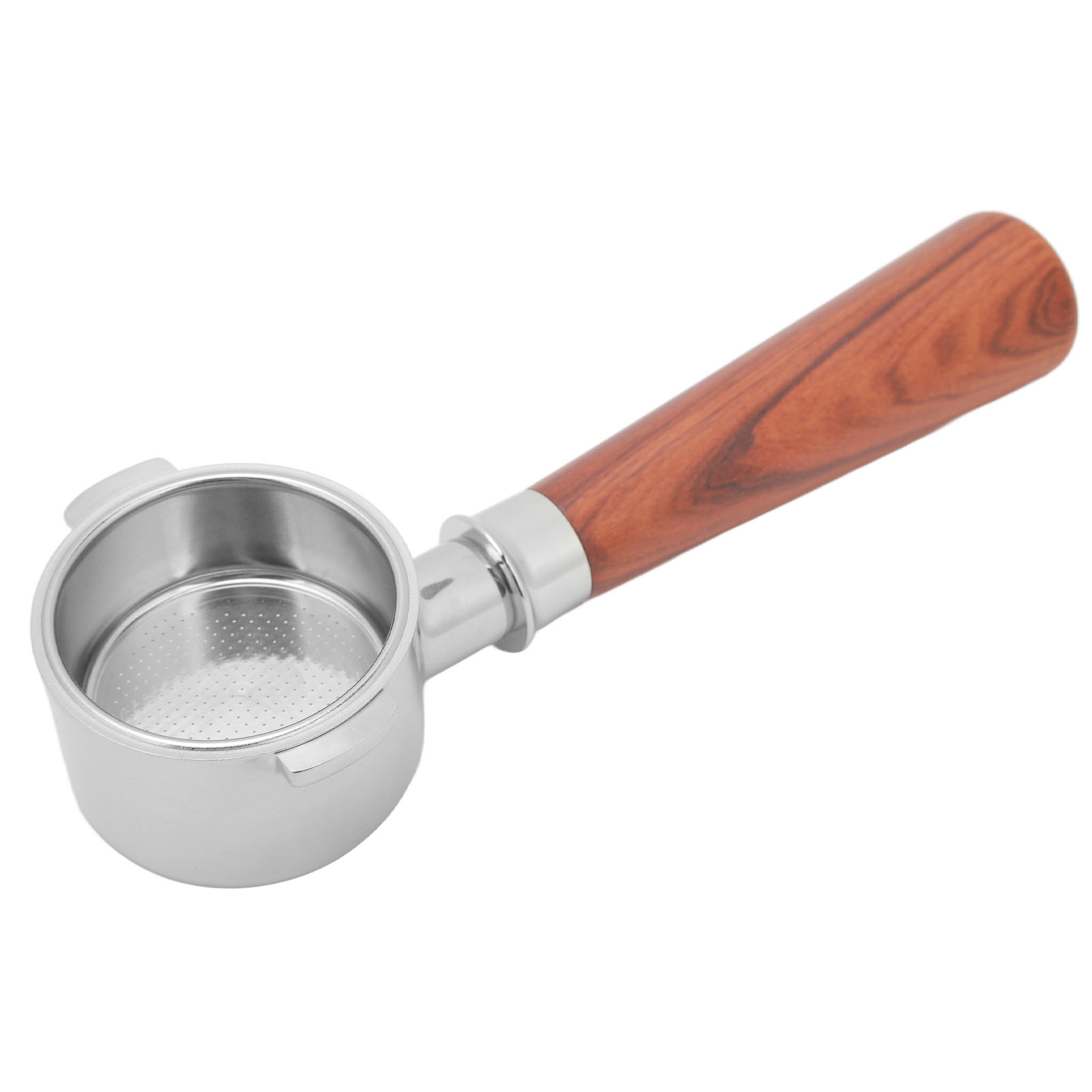 Bodenloser Filterhalter, Kompatibel Mit Delonghi Eco310, 51 Mm, Edelstahl Mit Griff Aus Rotem Mahagoniholz Für Die Espressozubereitung