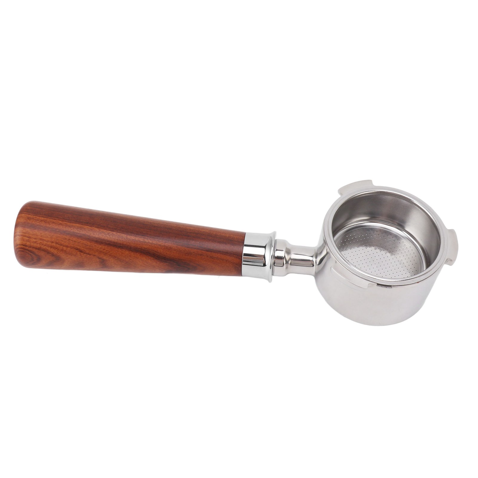 Bodenloser 51-mm-siebträger Für Delonghi Ec0680 Und Ec0685, Edelstahl 304, Griff Aus Rotem Holz, 3 Halterungen, Inklusive Siebkorb