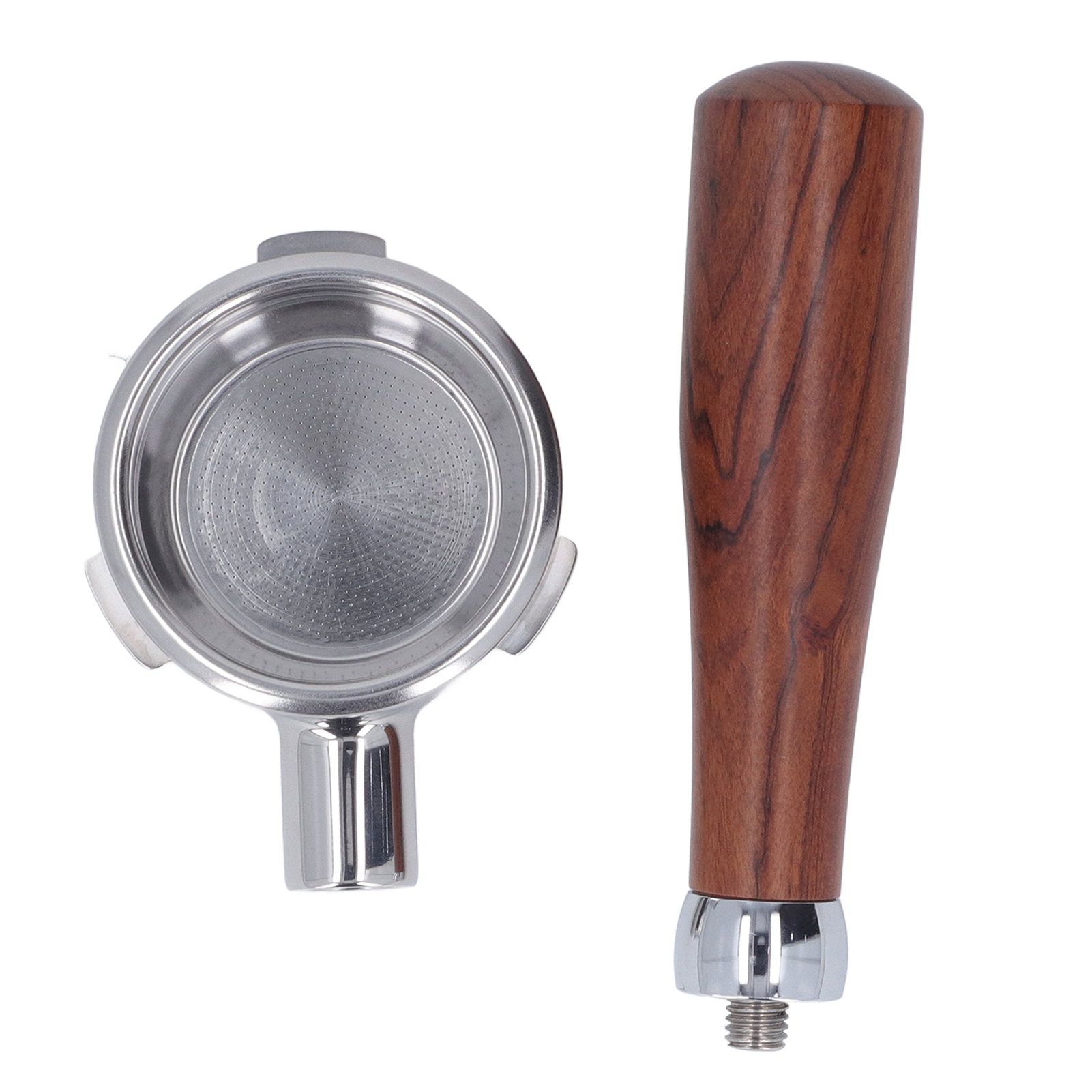 Bodenloser 58-mm-siebträger Für Barsetto Design E, Griff Aus Massivem Rotem Mahagoniholz Und Herausnehmbarer Edelstahlkorb, Präzise Extraktion