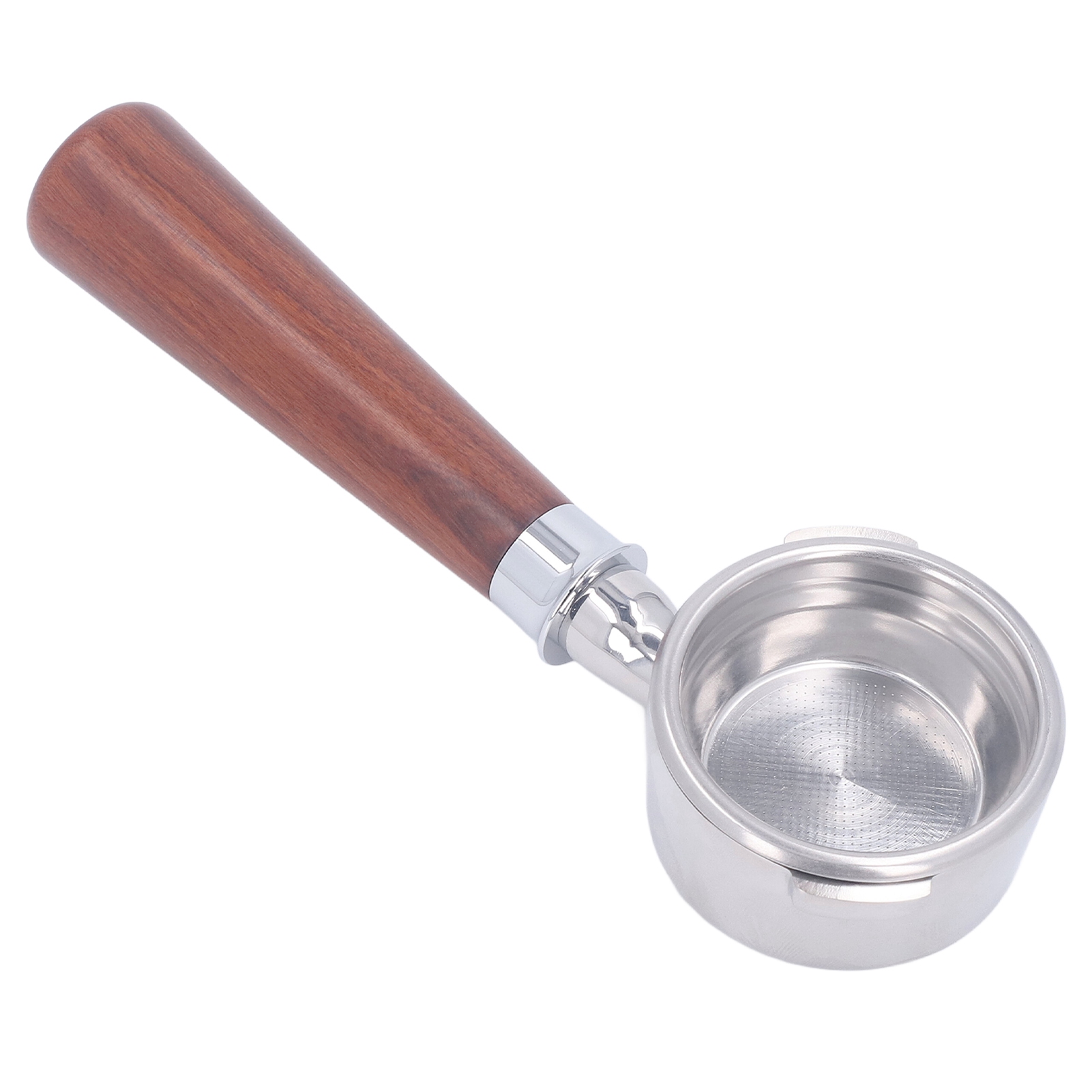 Bodenloser Filterhalter Für Gaggia 58 Mm Doppelohrmuscheln Aus Edelstahl Mit Griff Aus Rotem Mahagoniholz, Kompatibel Mit Classic Baby