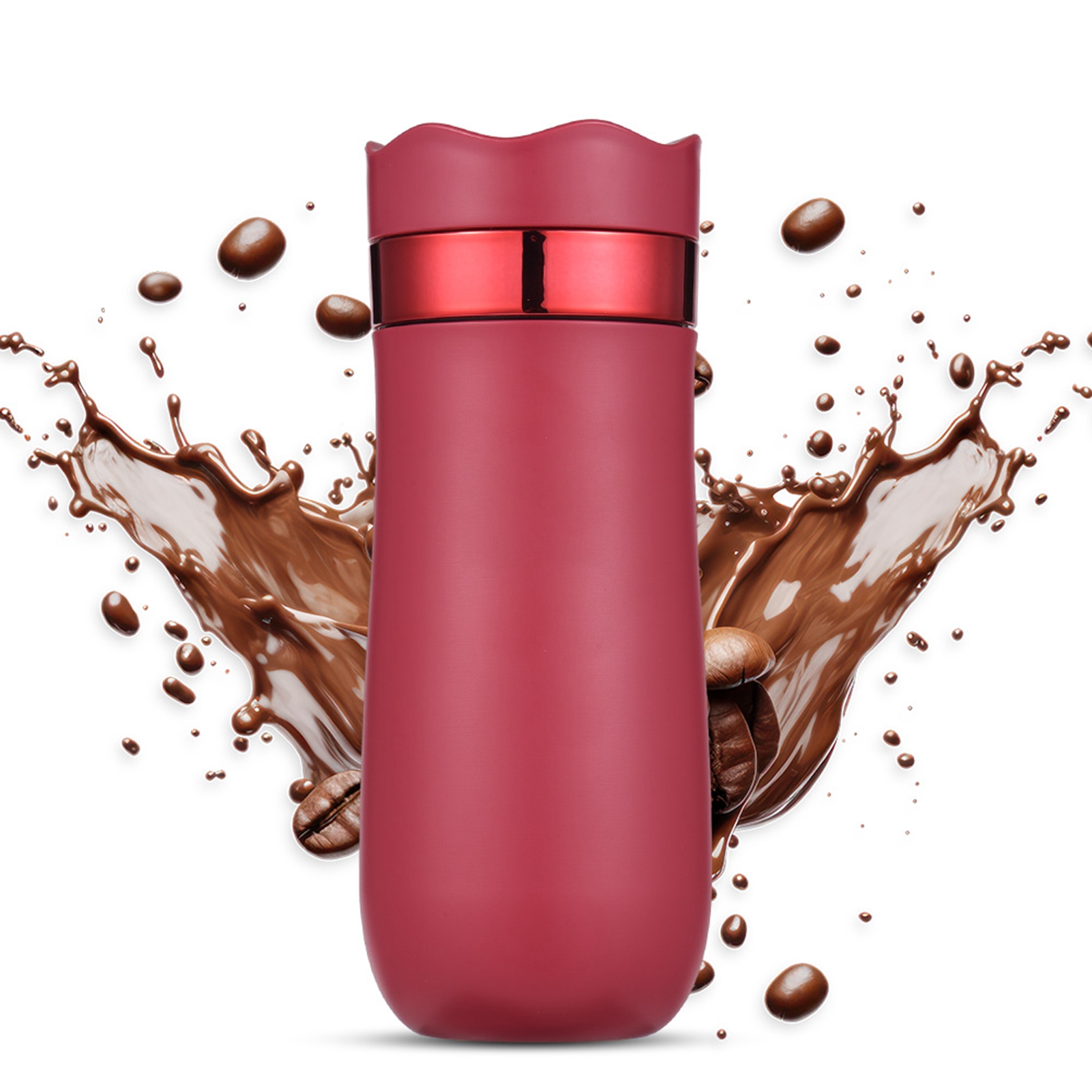 Toivize 320 Ml Tragbare Kaffeepresse, Edelstahl 304, Doppelwandig Isoliert, Auslaufsicher, Rot, Für Reisen, Camping, Büro