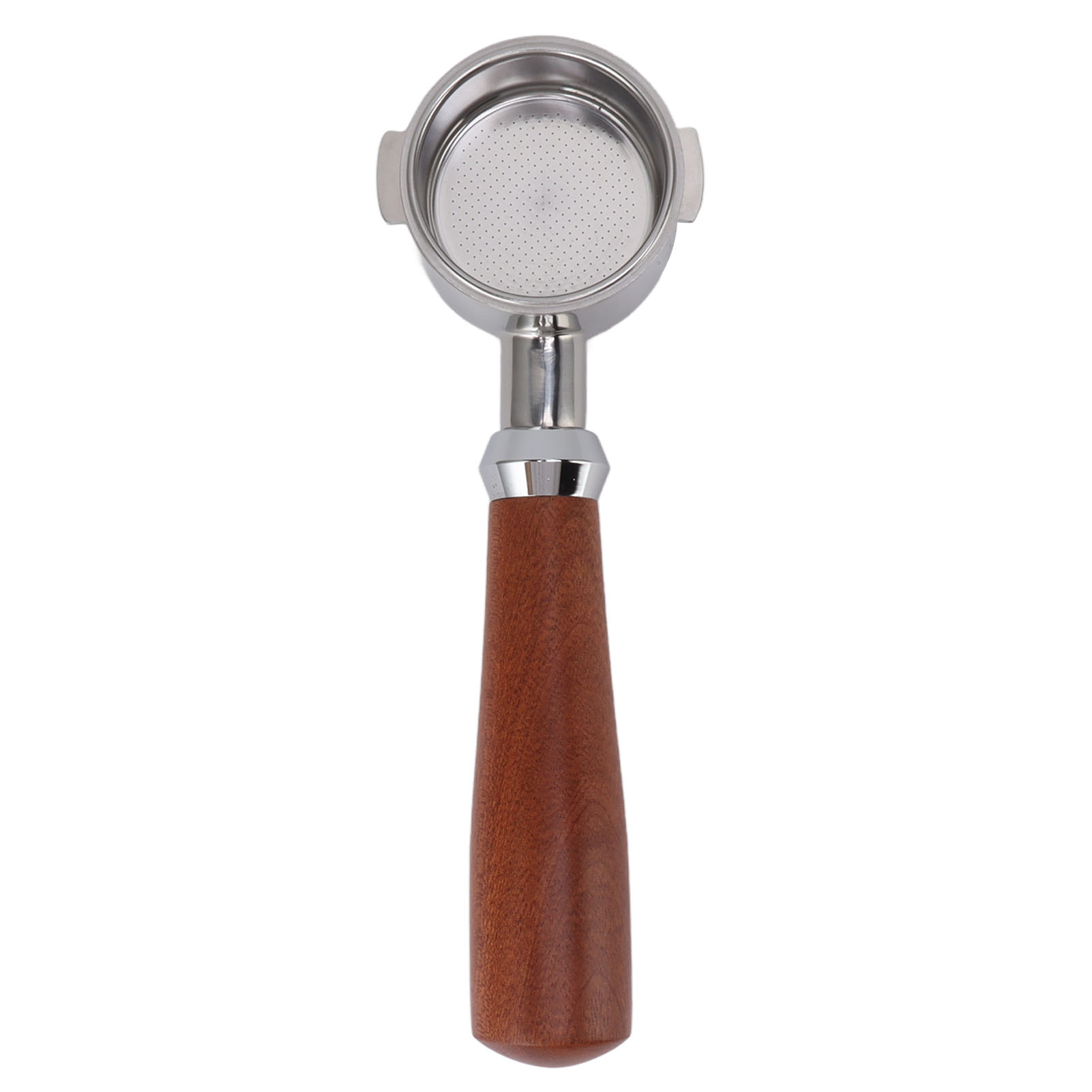 Bodenloser 51-mm-edelstahl-siebträger Mit Rotem Holzgriff, Espresso-extraktion, Kompatibel Mit 2-auslauf-maschinen
