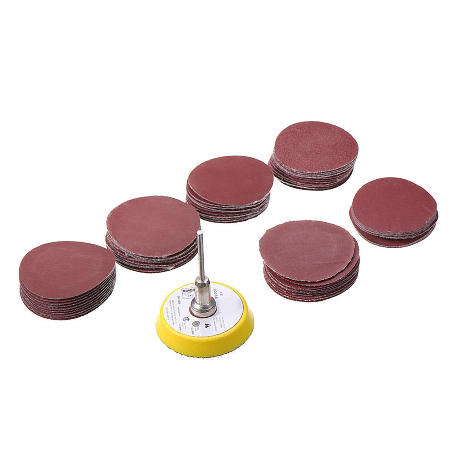 Packung Mit 60 Aluminiumoxid-schleifscheiben (50 Mm), Körnung 100-2000, Selbstklebend Mit Trägerfolie Und 3-mm-schaft Für Exzenterschleifer