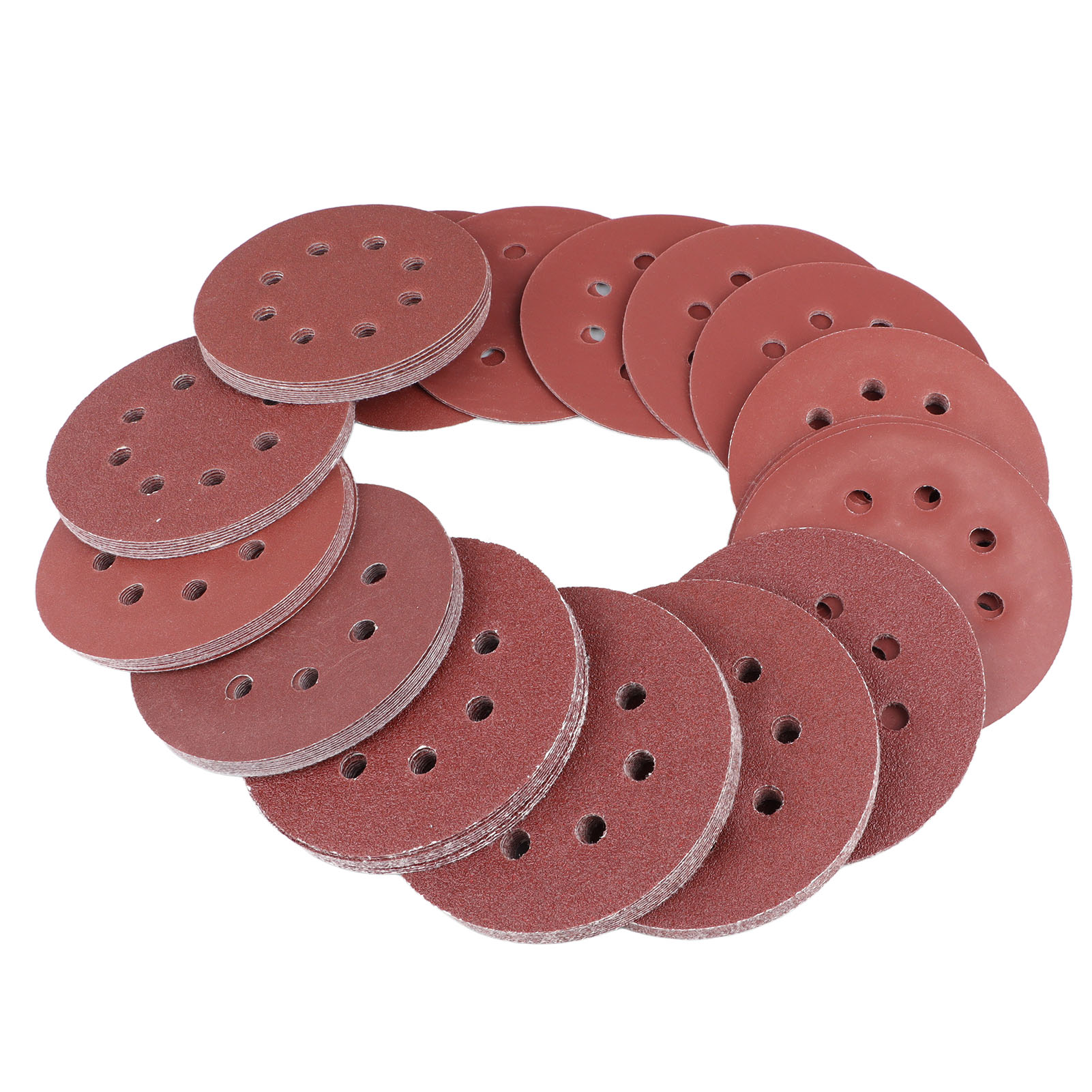 Toivize 125 Mm 8-loch Klett-schleifscheiben, Aluminiumoxid, Packung Mit 100 Verschiedenen Körnungen Für Holz, Metall Und Stein