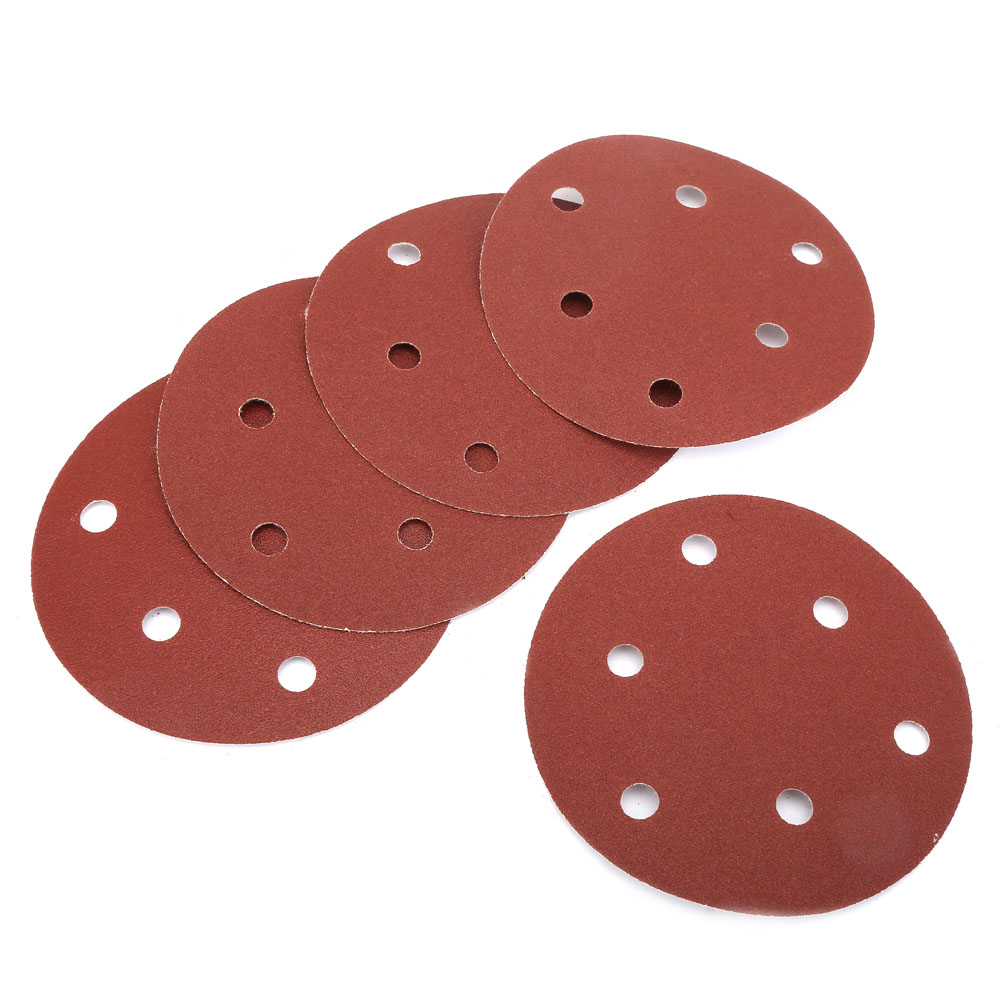 Samtig Glatte Schleifscheiben 125 Mm 6 Löcher Körnung 120 Aluminiumoxid 100-teiliges Set Für Exzenterschleifer