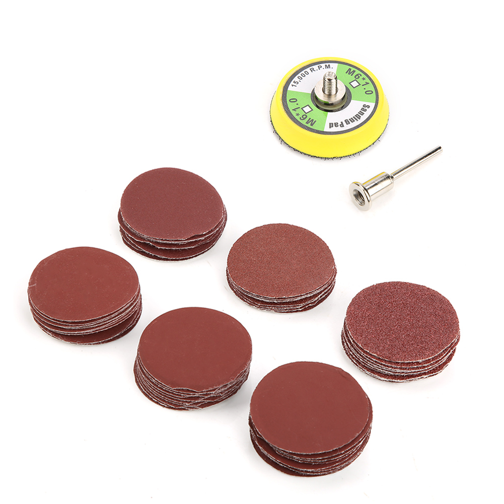 Selbstklebendes 2-zoll-schleifset + 3-mm-schaft, 60 Aluminiumoxid-schleifscheiben P100 Bis P2000 Zum Polieren Von Holz Und Metall