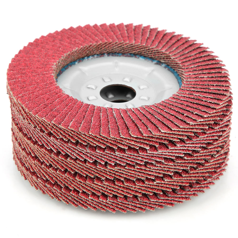 4" (100 Mm) Fächerscheiben – Körnung 80, Aluminiumoxid, Rot, 5er-pack, Für Winkelschleifer, Effektives Entgraten Und Abbeizen