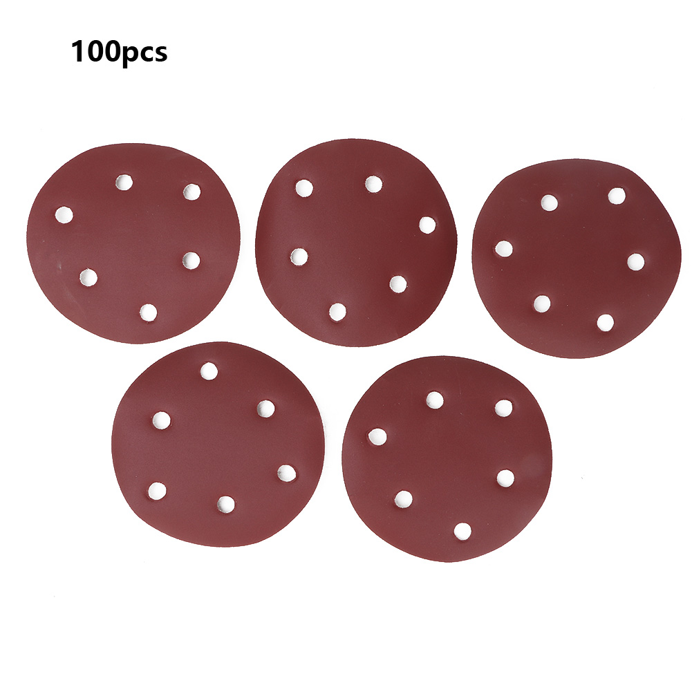 Runde Schleifscheiben, 125 Mm, Körnung 600, Aluminiumoxid, 6 Löcher, 100er-packung, Für Feinschliff Und Glatte Oberflächenbearbeitung Von Holz Und Metall