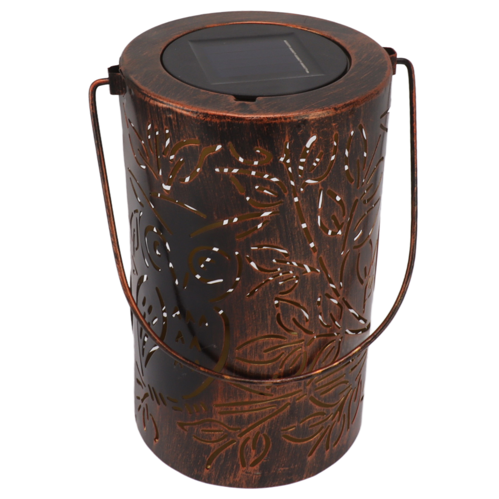 Solarbetriebene Eulenlaterne, Kupfer Und Rot, Garten- Und Terrassendekoration, Schutzart Ip44, 8 Stunden Akkulaufzeit, Led, Elegantes Design, Wetterfest