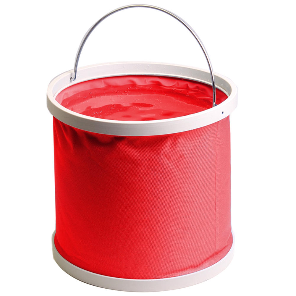 Faltbarer 9-liter-eimer – Rotes Oxford-polyester, Kompakt Und Leicht, Ideal Für Camping, Angeln Und Autowäsche