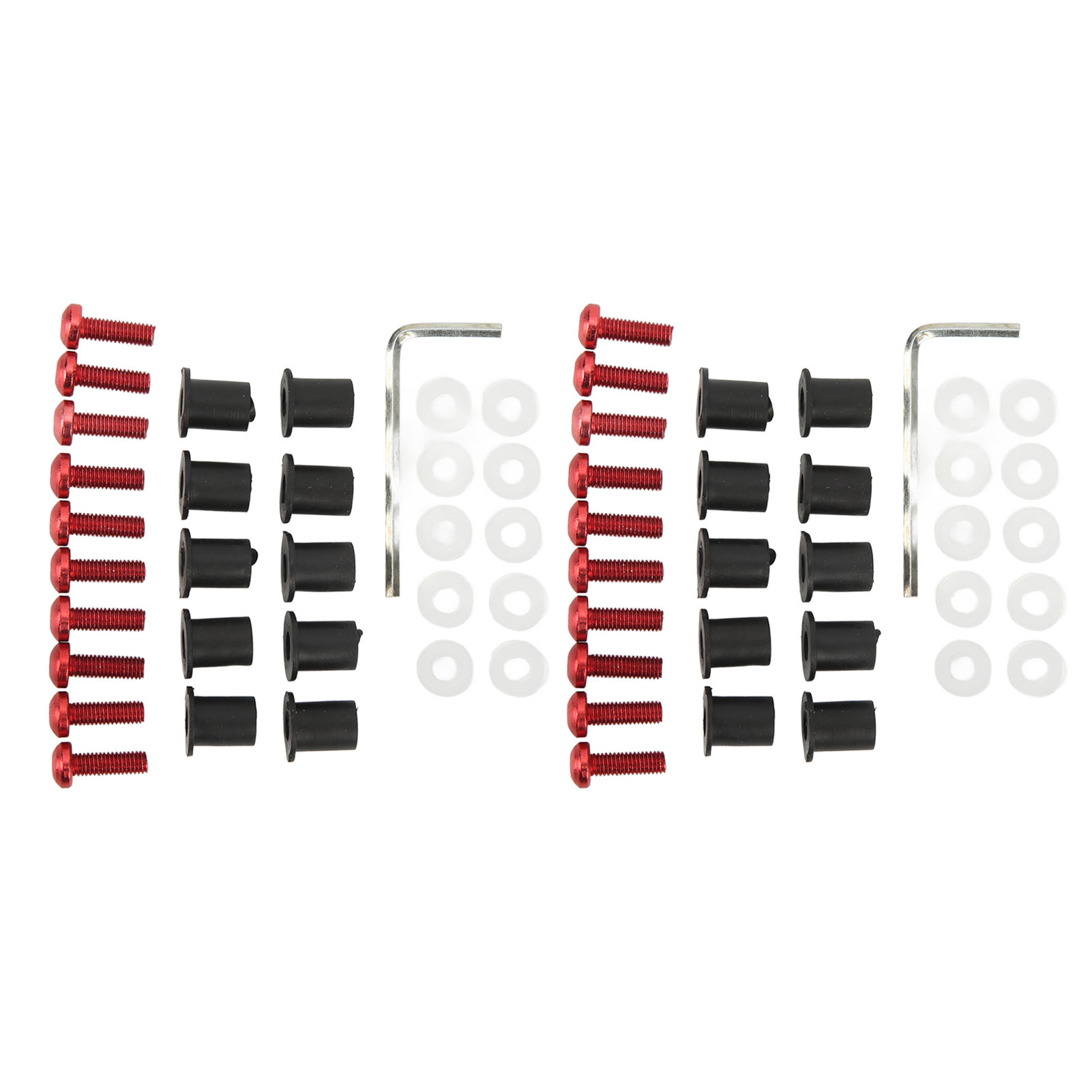 Set Mit 20 Motorrad-windschutzscheibenschrauben M5x16mm - Rotes Aluminium Mit Gummimuttern Und Unterlegscheiben Für Universelle Befestigung