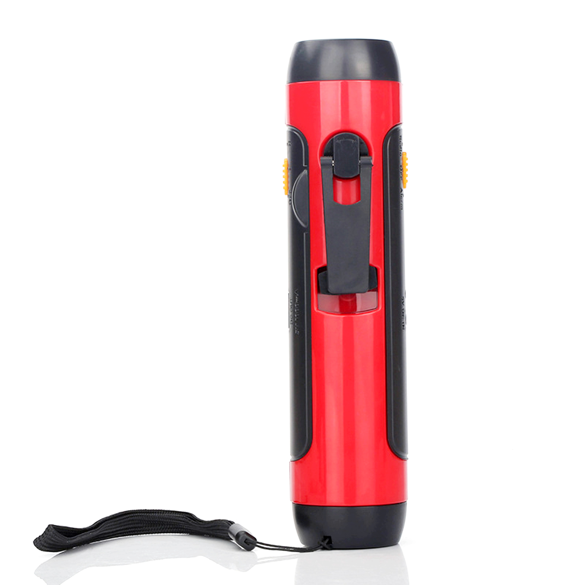Dynamo-led-taschenlampe Mit Fm-radio Und Handladegerät, 1800-mah-akku, Robustes Abs-gehäuse, 200 M Leuchtweite, Rot