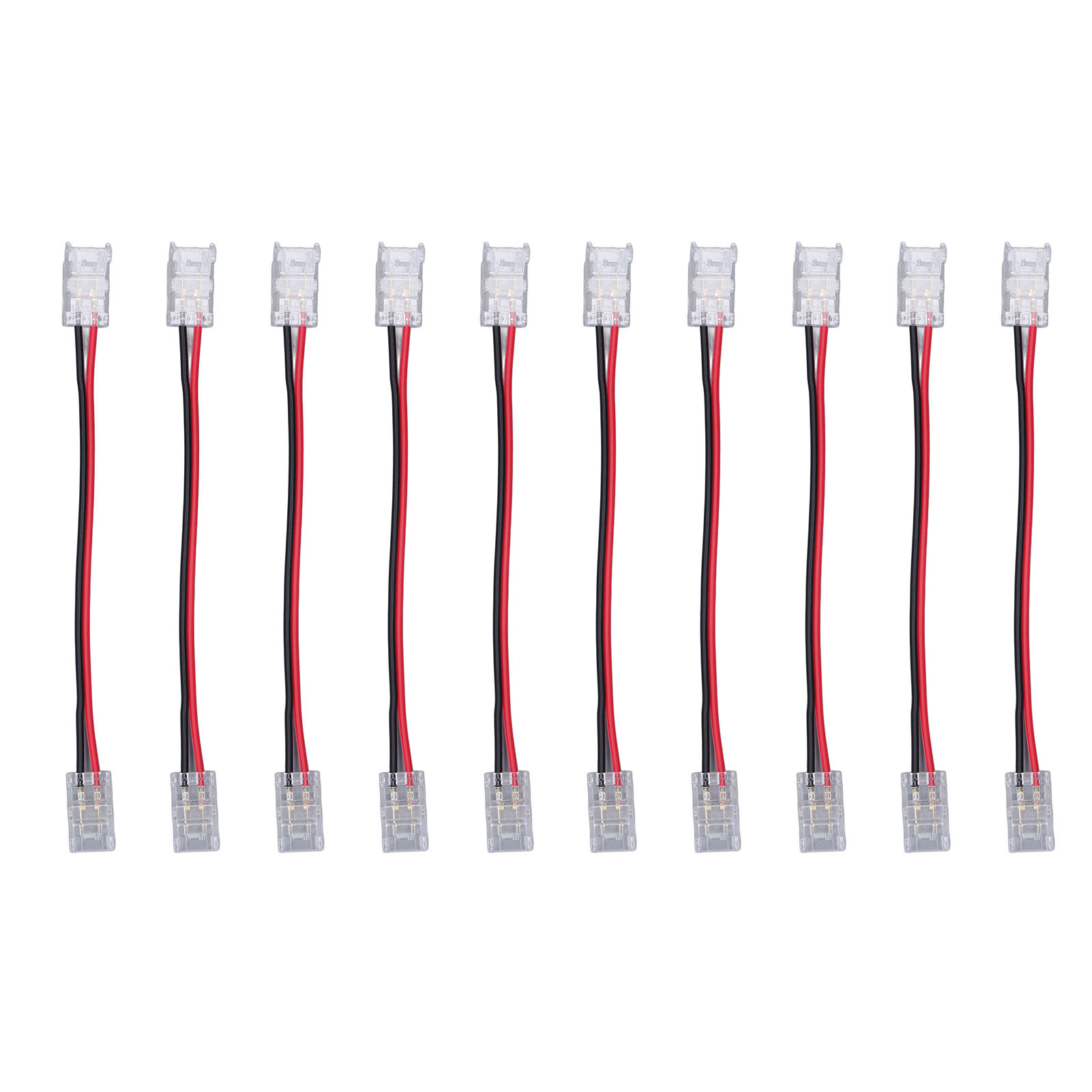 Lötfreie 2-pin-cob-led-steckverbinder Für 8-mm-streifen, 10er-packung, Robustes Polycarbonat, Kompatibel Mit 5 V/12 V/24 V