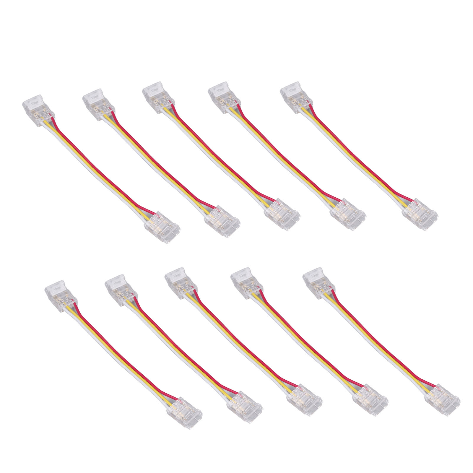 3-poliger 10-mm-cob-led-stecker – 10-teiliges Set – Lötfrei, Kompatibel Mit 5/12/24 V, Robustes Polycarbonat Für Led-streifen