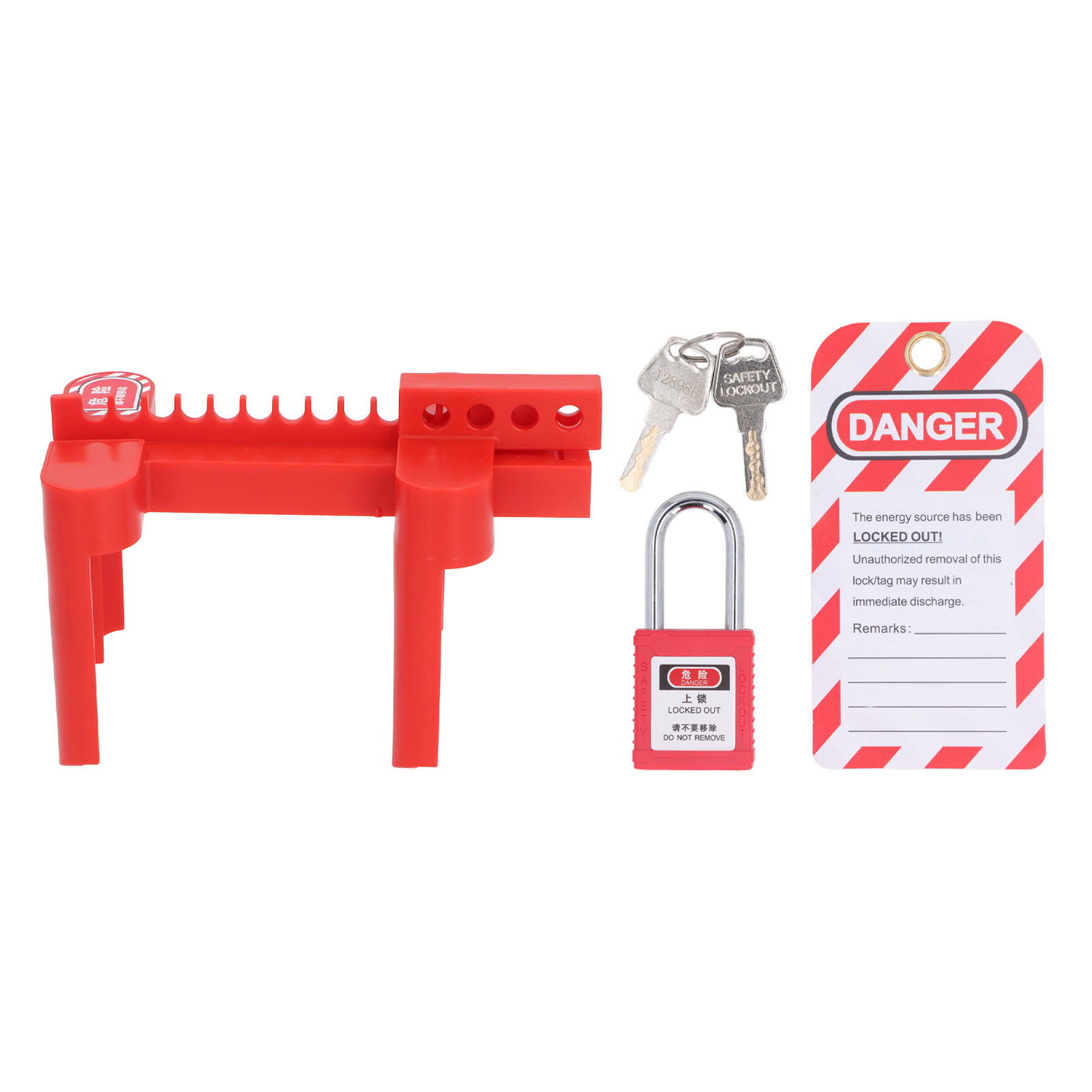 Ortvia Bd-f01d Verstellbare Pp-kugelhahn-sicherheitsverriegelung Dn50-dn100, 3er-packung Mit Vorhängeschloss Und Etiketten