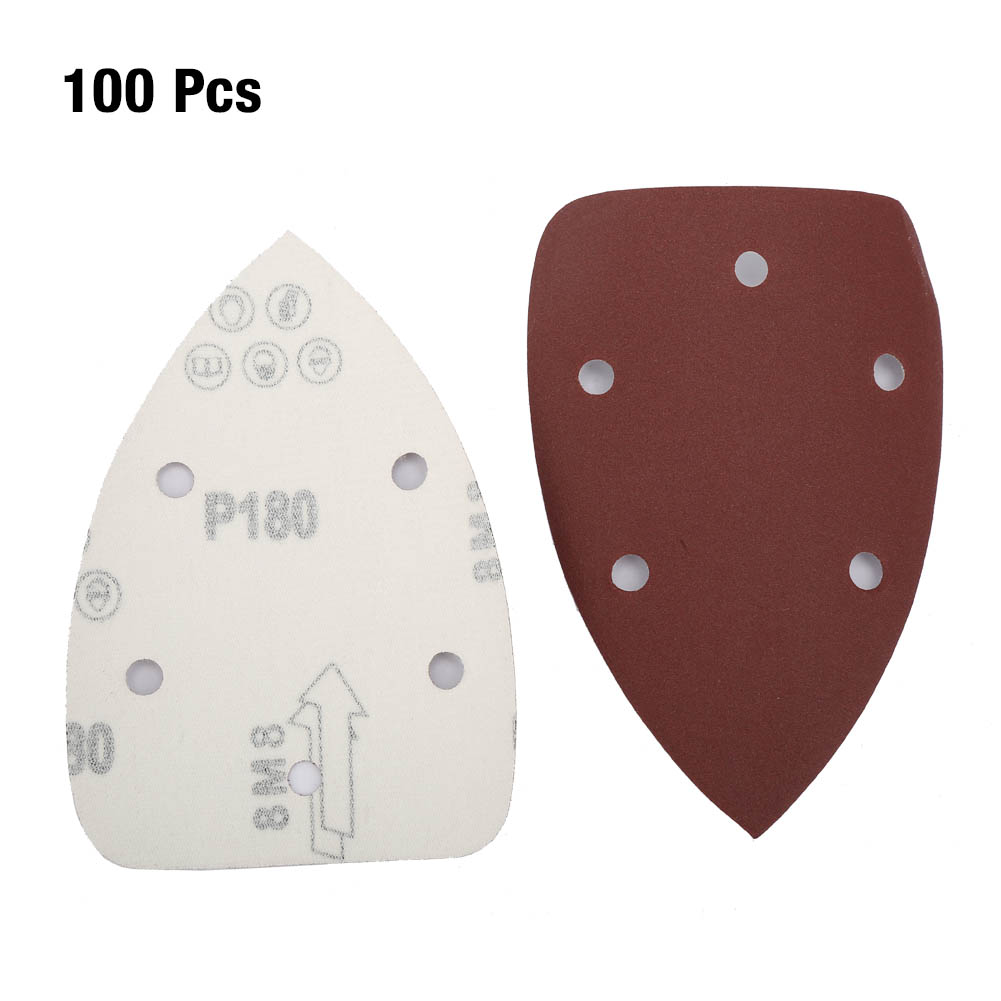 Toivize Dreieckige Schleifscheibe 140x140x90mm, Körnung 180, Aluminiumoxid, 5 Löcher, Rot, 100er-packung Für Präzisionsschleifen