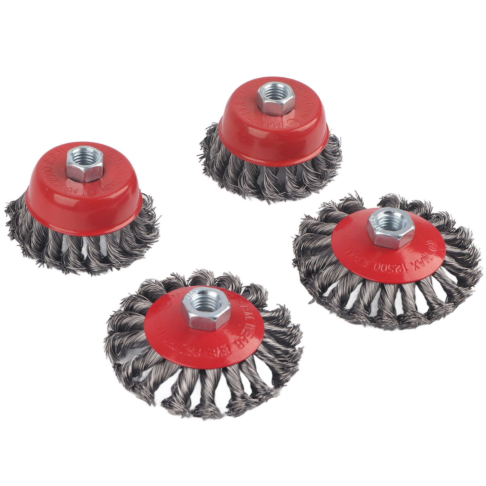Set Mit 4 M14-metallbürsten – 2 X 100-mm-scheiben + 2 X 75-mm-edelstahlschalen Zum Abbeizen Und Für Intensive Reinigung