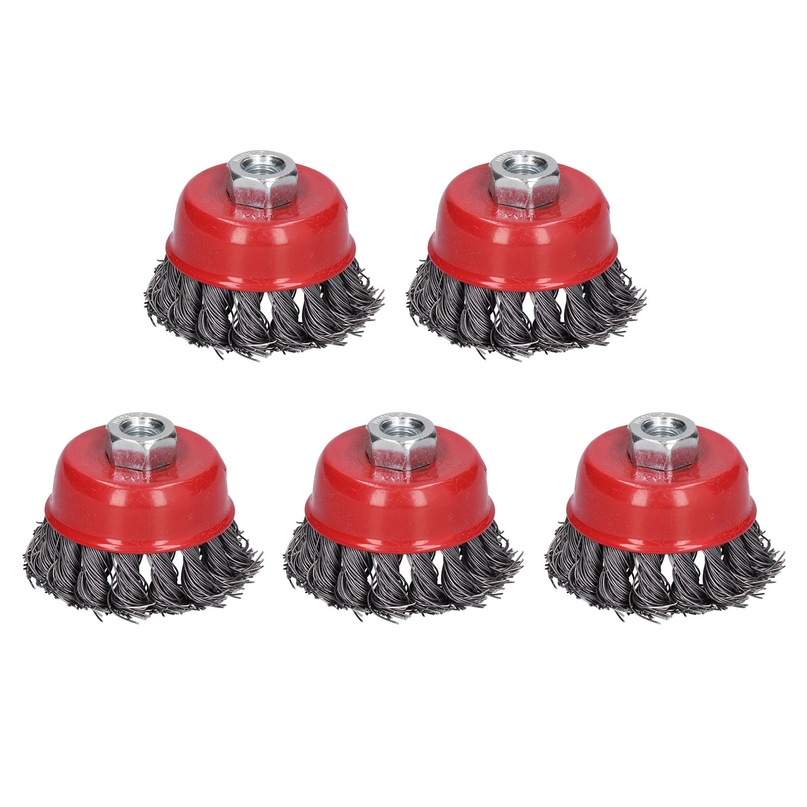 Toivize M10 6,5 Cm Rote Hochleistungs-drahtbürste Aus Stahl, 5er-pack Für Winkelschleifer