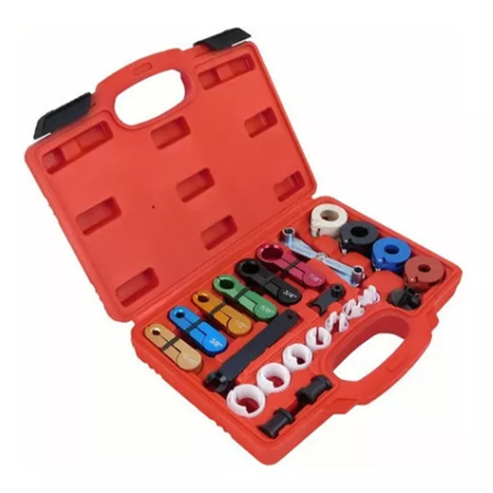 Ortfia 22-teiliges Schnellkupplungsset, Universell Aus Aluminium, Für Klimaanlagen, Kraftstoff- Und Ölsysteme, Rote Box, Autowerkzeuge