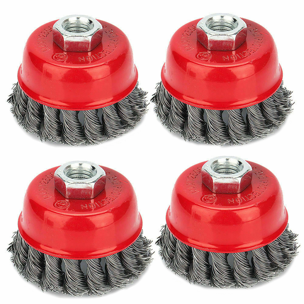 M14 75 Mm Drahtbürste – 4er-packung Geflochtene Stahlbürsten Zum Abbeizen, Entrosten Und Für Die Intensive Reinigung Von Stark Beanspruchten Oberflächen.