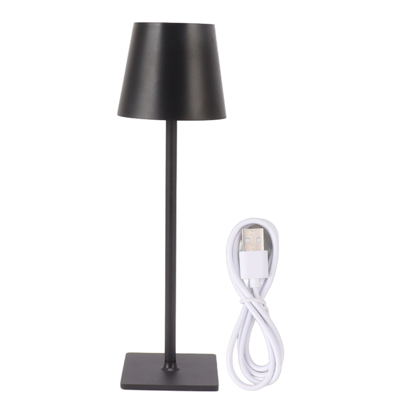 Kabellose Led-schreibtischlampe Aus Schwarzem Metall, 3 Farbmodi, Stufenlose Touch-einstellung, Wiederaufladbarer Usb-c-akku, Minimalistisches Design