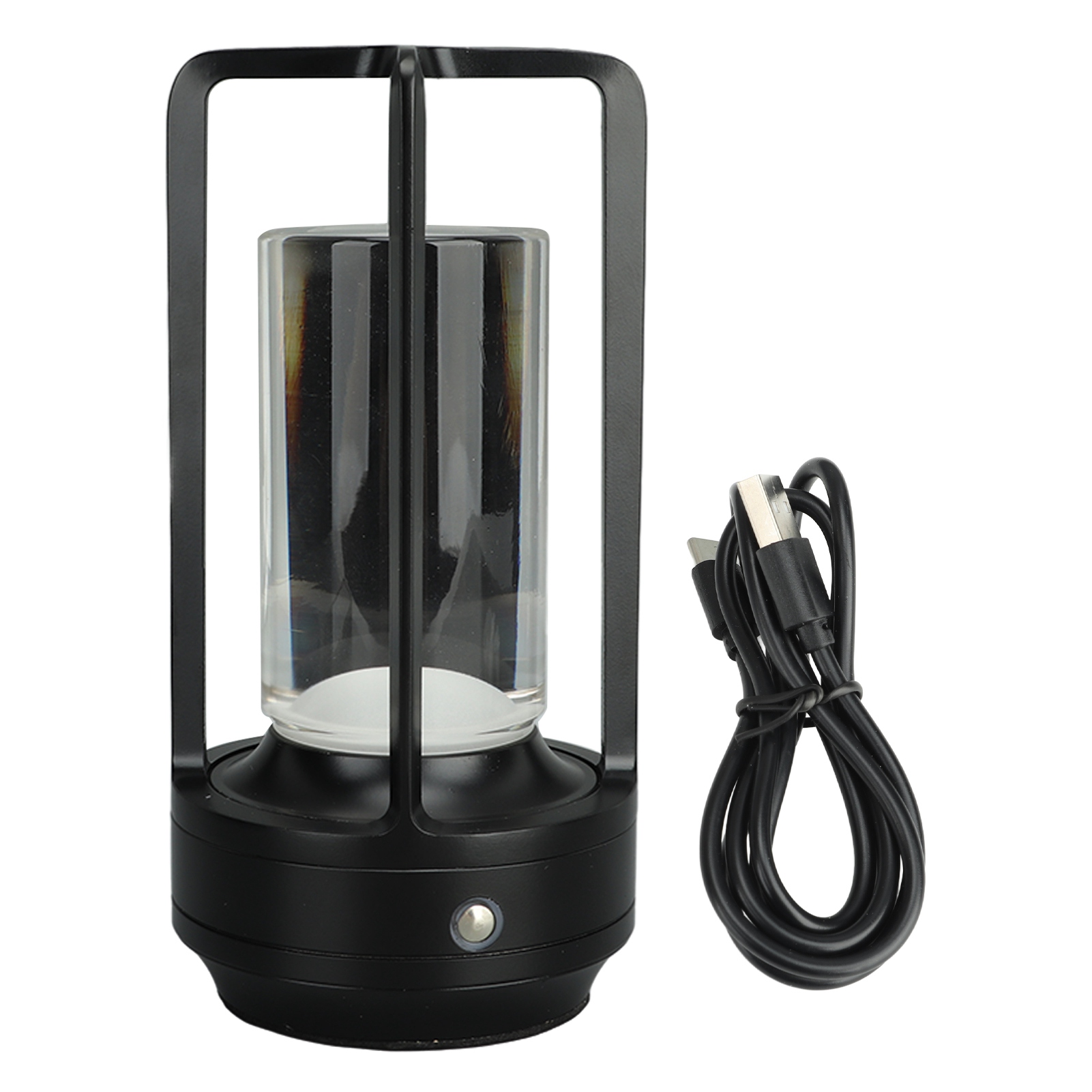 Wiederaufladbare, Kabellose Led-tischleuchte, Schwarzes Aluminium, 3 Farbtemperaturen, Touch-dimmer, Ø 9 Cm, H 18 Cm, 48 Stunden Akkulaufzeit