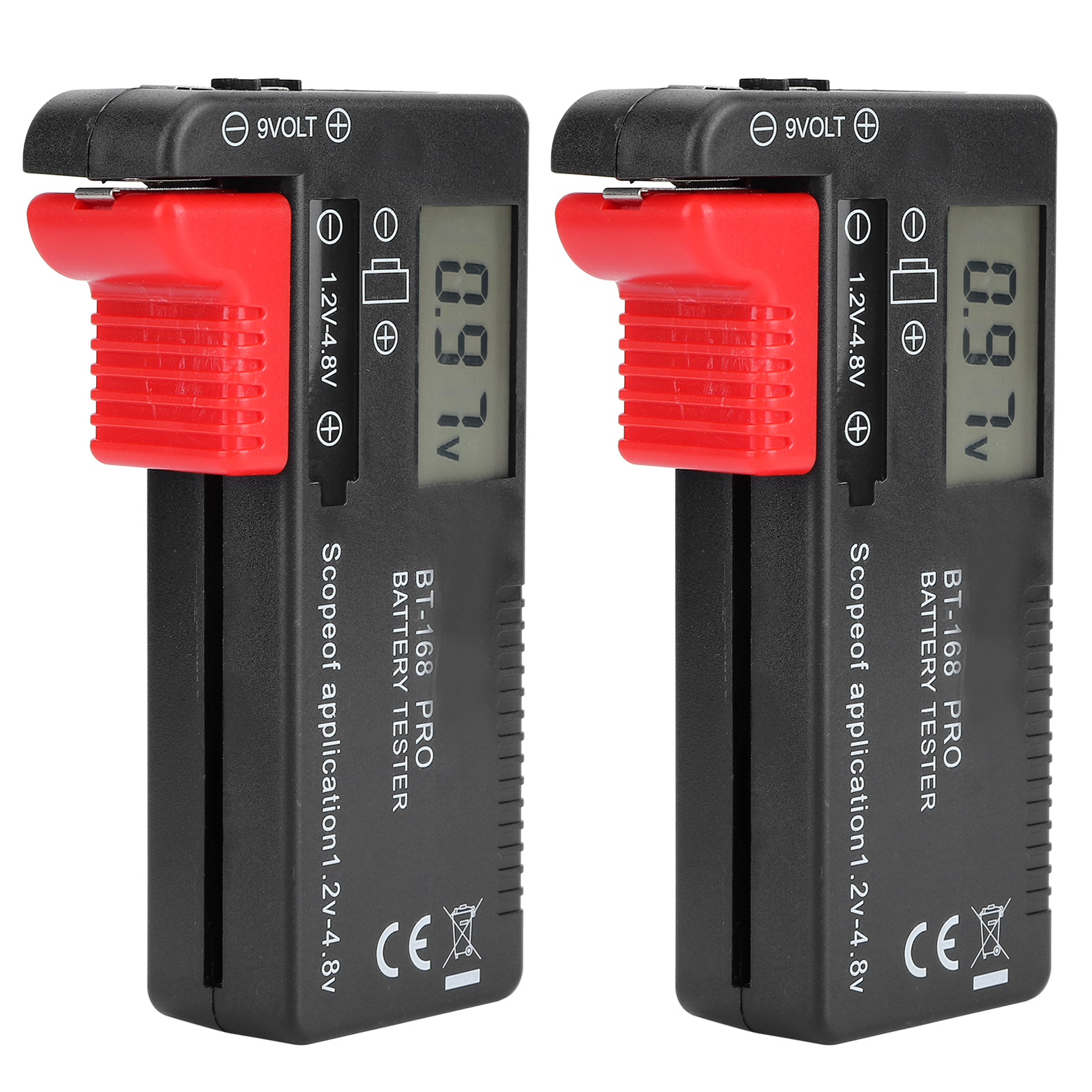 Toivize 168d Pro Präziser Digitaler Batterietester – 2er-pack Für 1,5-v- Und 9-v-batterien, Digitale Sofortanzeige, Robustes Abs-gehäuse