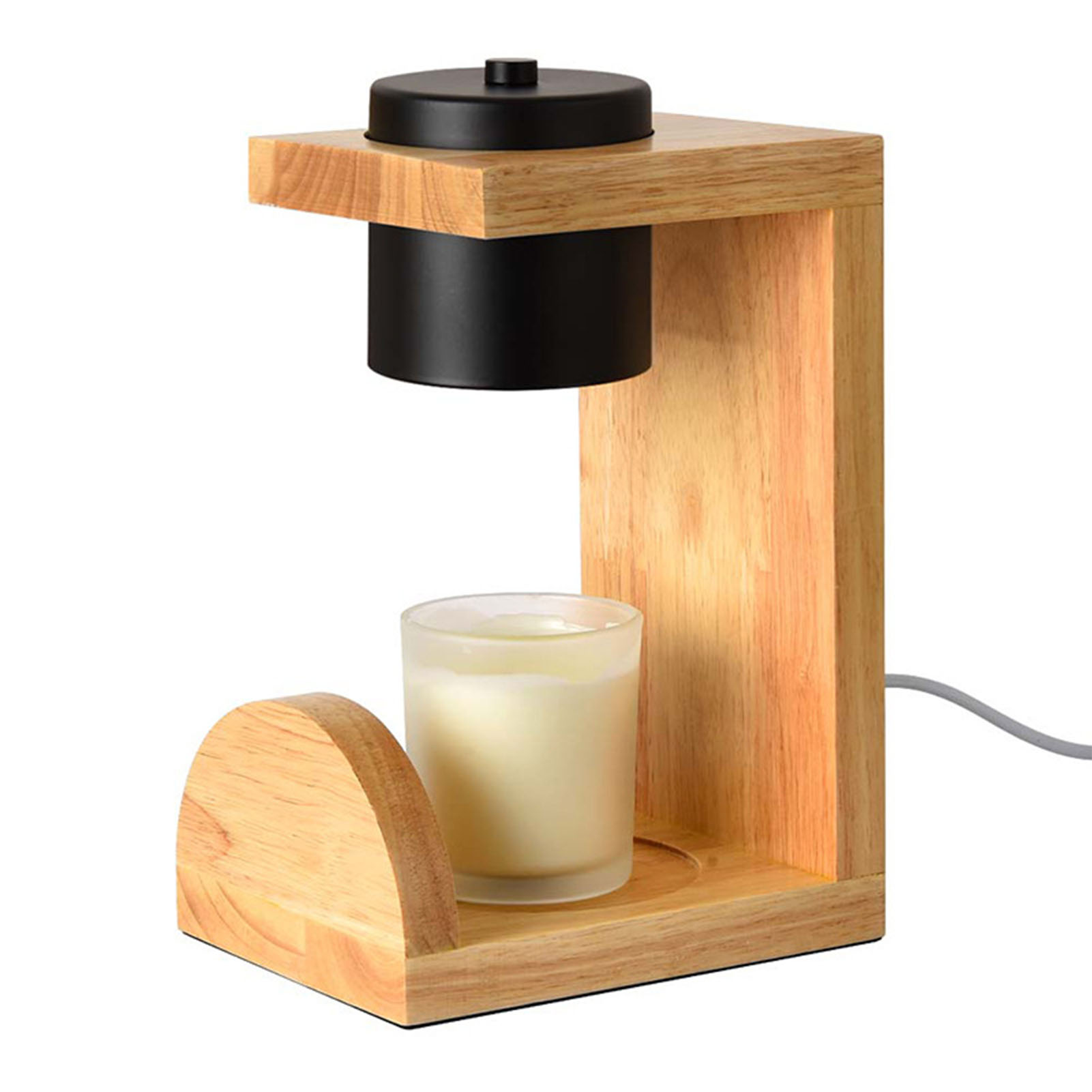 Toivize Wachswärmerlampe In Schwarz, Japanisches Design, Holz, Metall, Glas, Integrierter Dimmer, Entspannende Atmosphäre, Flammenlos