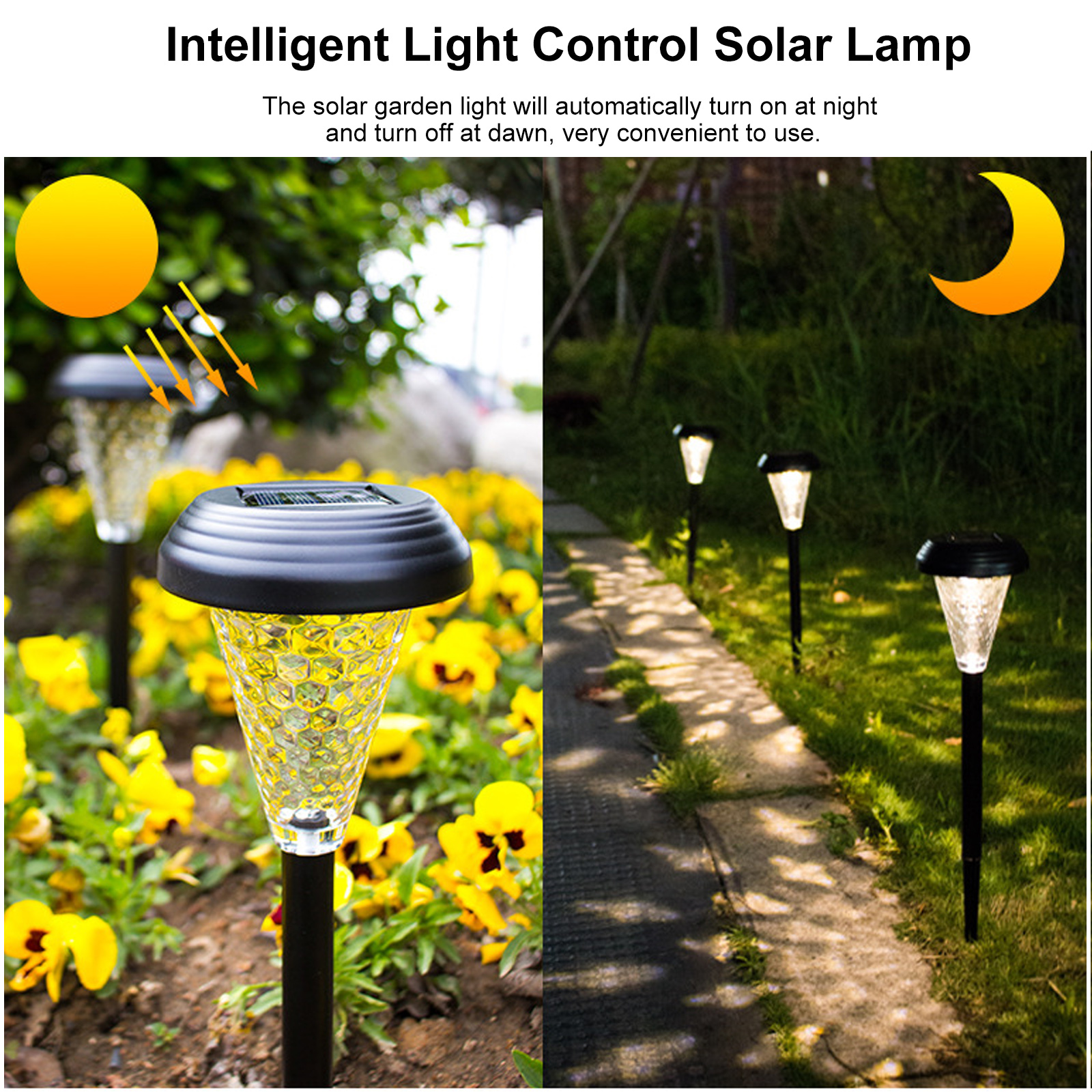 4er-set Solar-außenleuchten, Polygonales Glasdesign, Warmweißes Licht, Schutzart Ip44, Edelstahl, Für Garten, Einfahrt Und Terrasse
