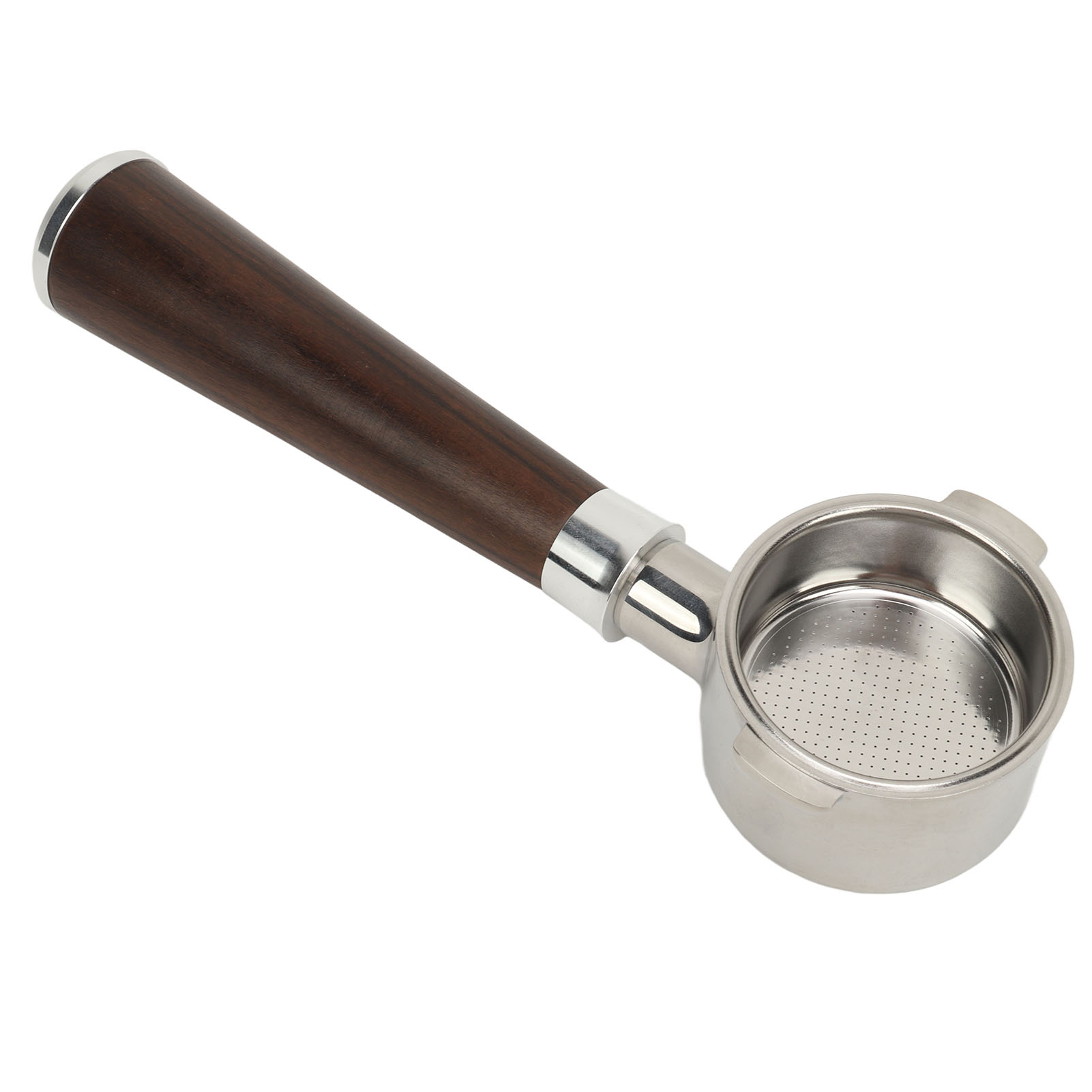 Bodenloser 51-mm-siebträger, Kompatibel Mit Delonghi – Edelstahl Und Griff Aus Schwarzem Rosenholz Für Perfekte Extraktion