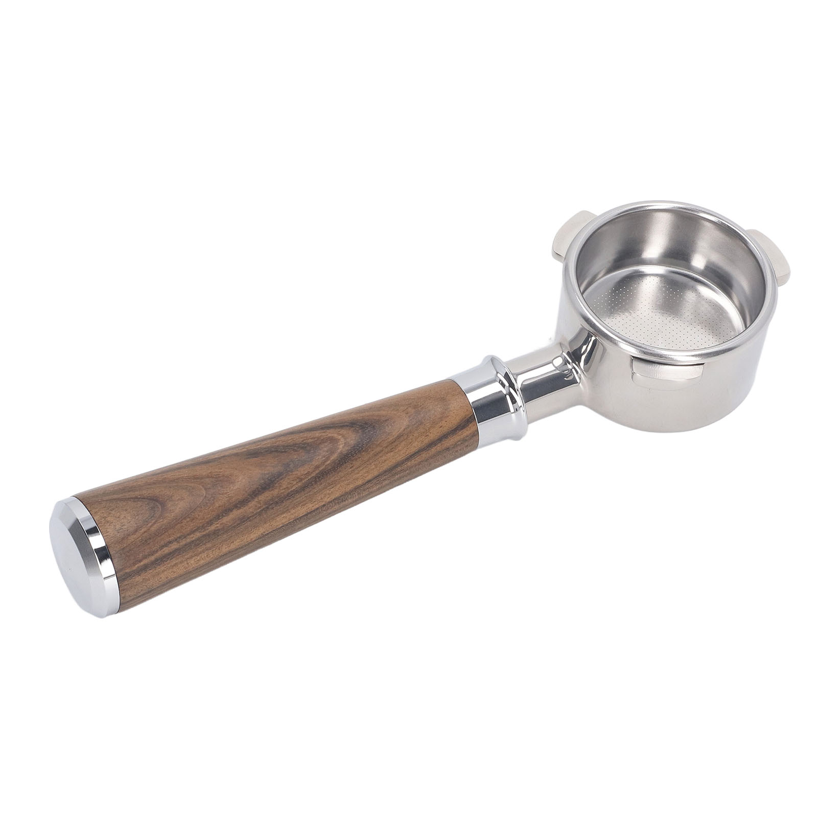 Bodenloser Siebträger Für Breville 870/880, 54 Mm Edelstahl, Ausführung A Mit Elegantem Und Robustem Schwarzem Holzfinish