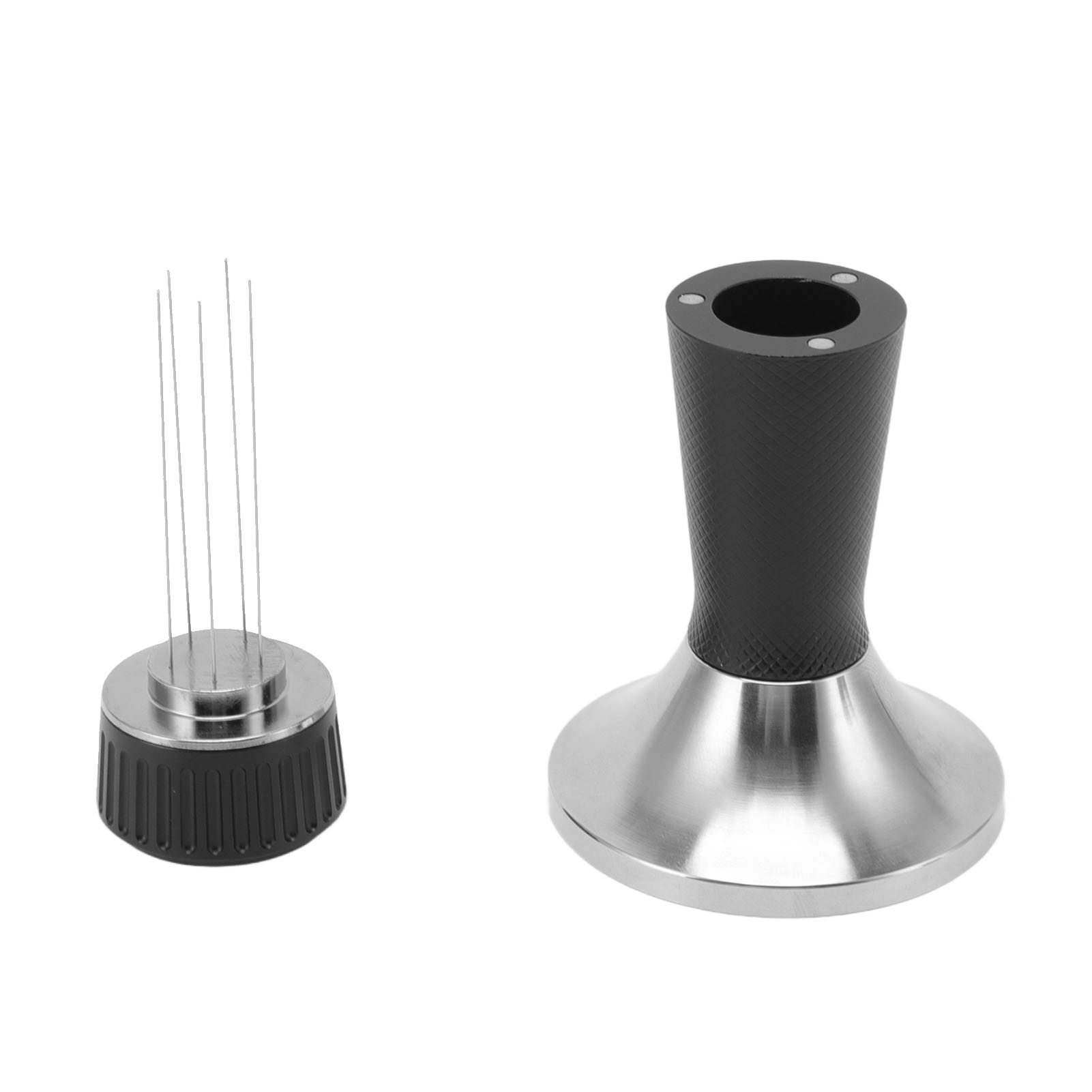 58,3 Mm Kaffeetamper Mit 2-in-1 Tampernadel Aus Schwarzem Edelstahl, Professionelles Espressozubehör Für Optimale Extraktion Und Gleichmäßiges Tampen