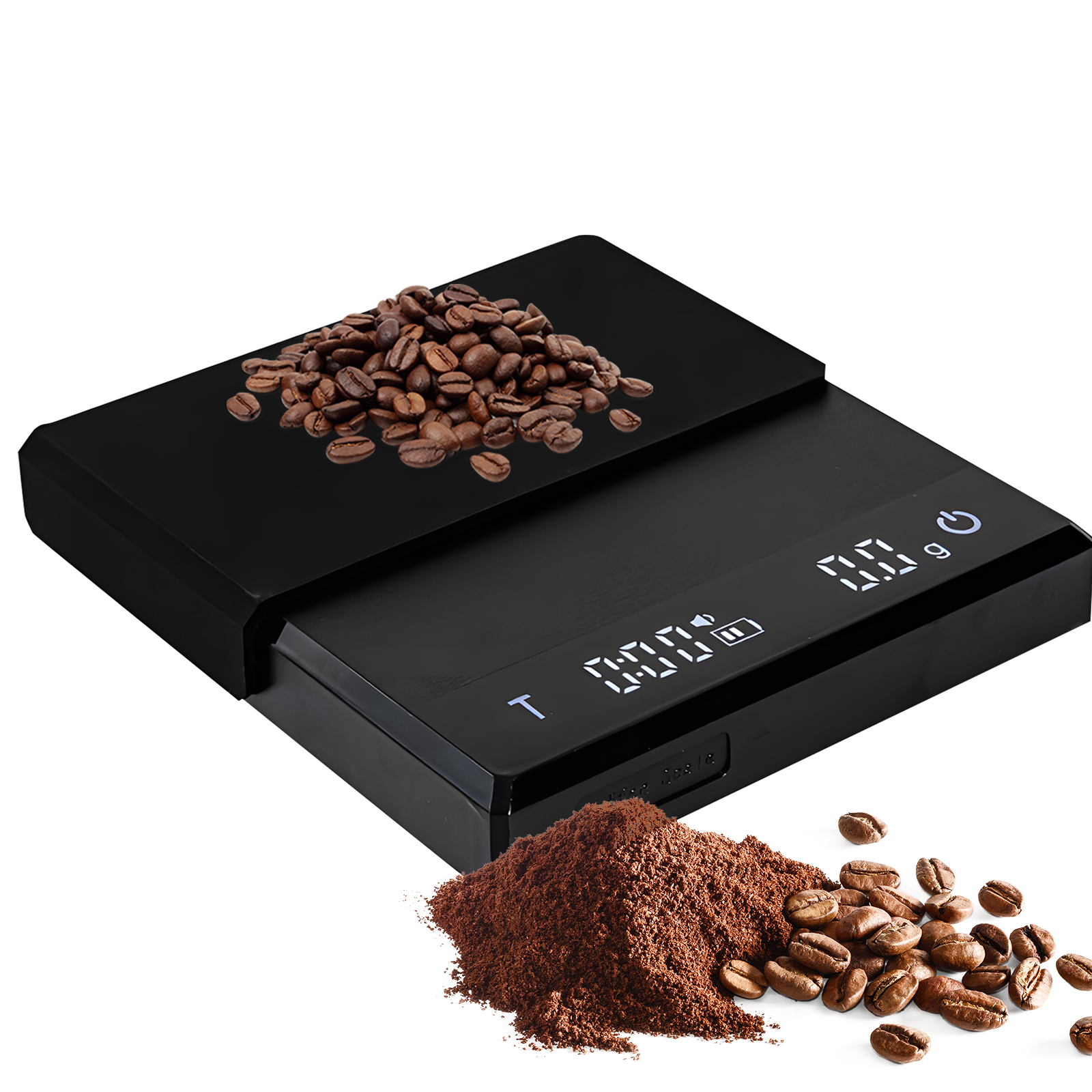 Die Kompakte, Wiederaufladbare Kaffeewaage Von Toivize Mit Usb-c-anschluss Bietet Eine Genauigkeit Von 0,1 G, 3 Espresso-/filterkaffee-modi Und Eine Silikonhülle.