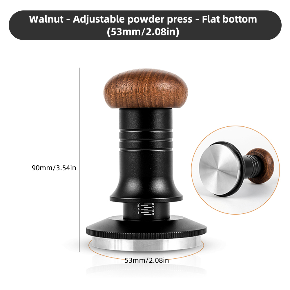 53-mm-kaffeetamper – Profi-modell – 13,6 Kg Kalibrierte Feder – Sockel Aus Edelstahl 304 Und Ergonomischer Griff Aus Walnussholz Für Perfekte Extraktion