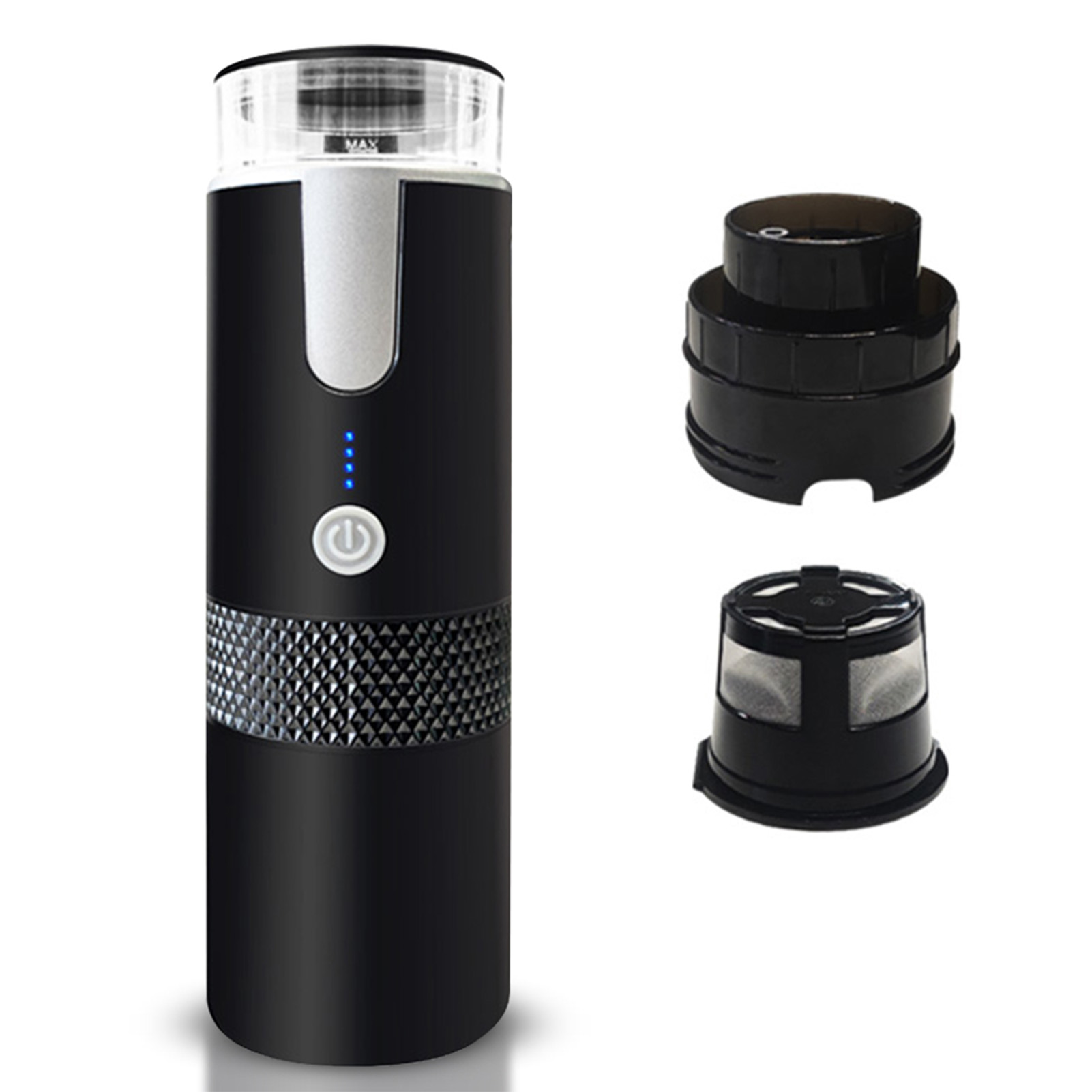Tragbare Elektrische Espressomaschine, 170 Ml, Kabellos, Wiederaufladbar Über Usb-c, Geeignet Für Kapseln Und Gemahlenen Kaffee, Edelstahl, Schwarz