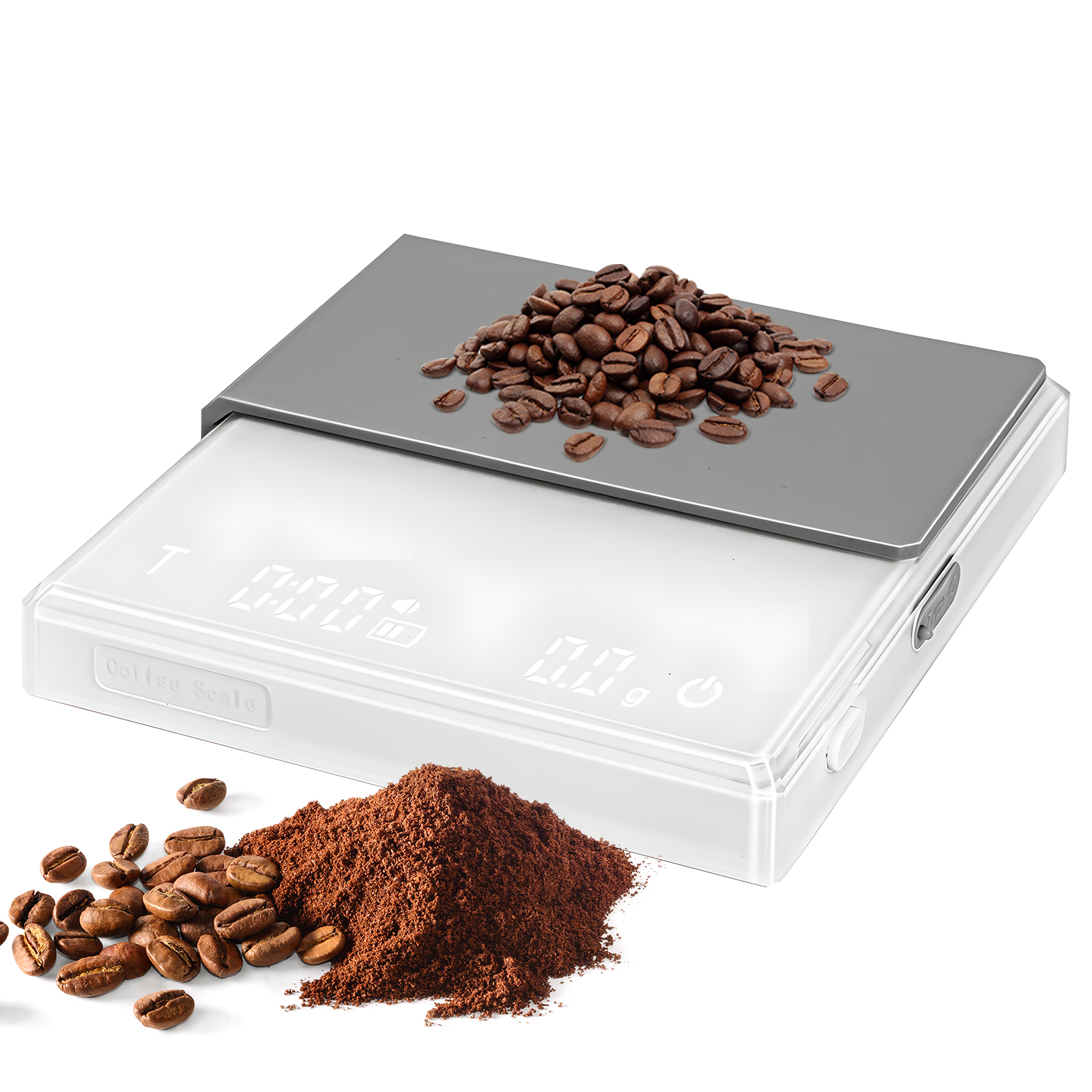 Die Kompakte Digitale Kaffeewaage Von Toivize Verfügt Über Einen Timer, Eine Genauigkeit Von 0,1 G, Espresso-/filterkaffee-modi, Ist Über Usb-c Wiederaufladbar Und Wird Mit Einer Silikonhülle Geliefer