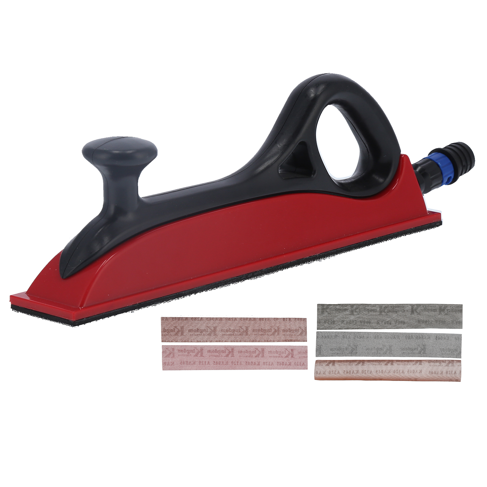 40 Cm Quadratischer Schleifklotz Mit Integrierter Staubabsaugung – 16-zoll-schleifplatte Aus Schwarzem/rotem Abs-holz + 5 Schleifblätter Im Lieferumfang Enthalten