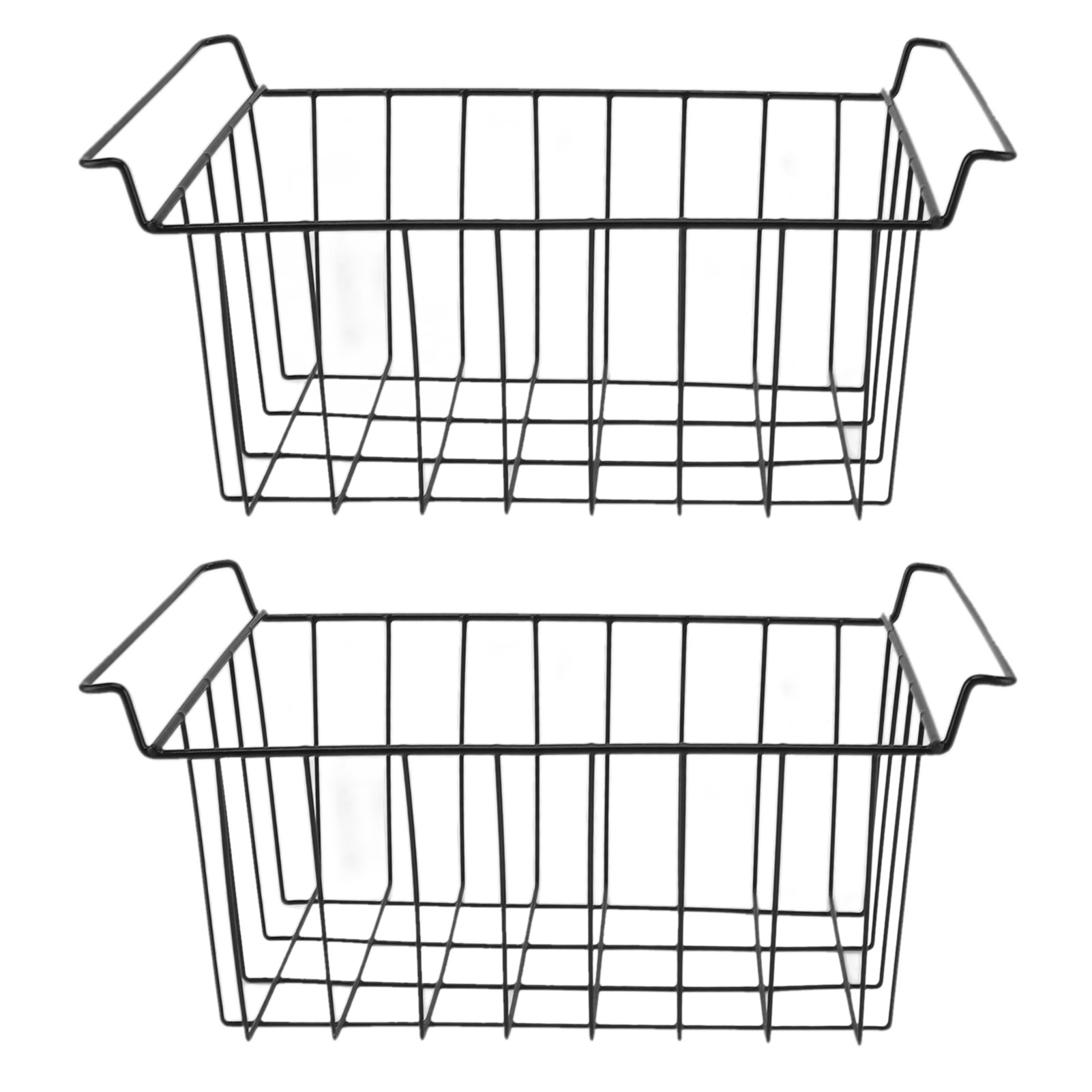 2er-set Gefrierkörbe, Schwarzer Pe-draht, 49,5 X 24,5 X 20 Cm, Hängeregal Für Kühlschrank, Platzsparend