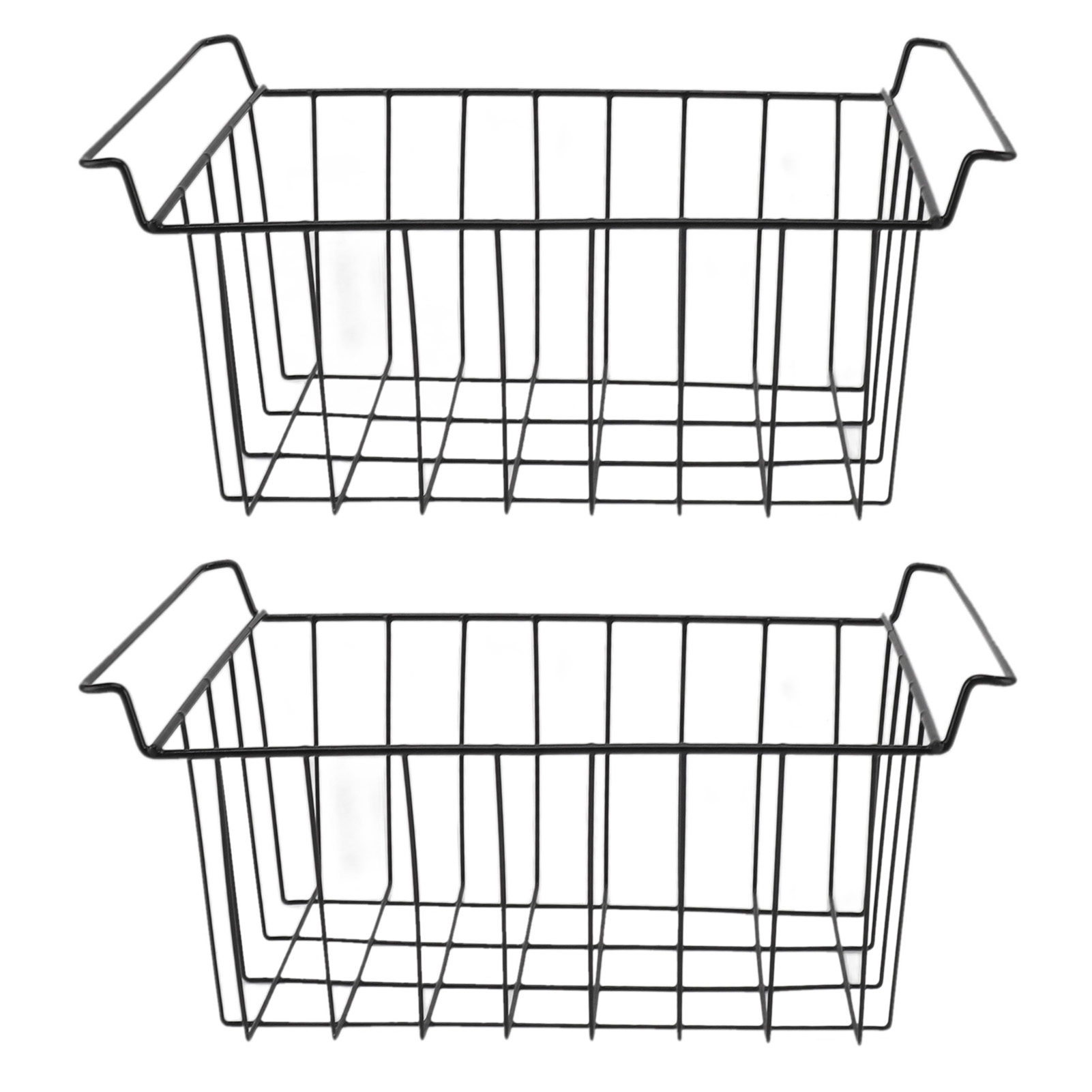 Set Mit 2 Schwarzen, Pe-beschichteten Gefrierkörben Aus Stahldraht, Zur Aufbewahrung Von Lebensmitteln Im Kühlschrank Und Küchenschrank, 39 X 24,5 X 20 Cm