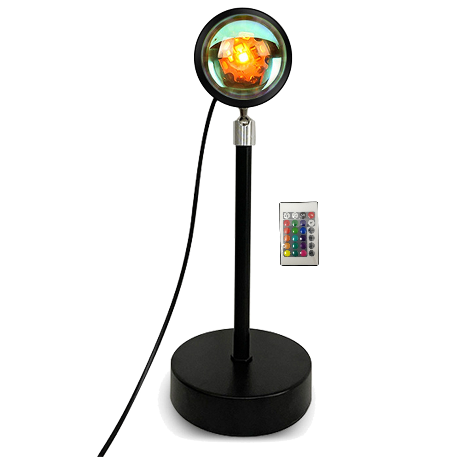 Rgb-led-stimmungsprojektor Mit 16 Farben, 26 Cm Aluminium, Inklusive Fernbedienung, 180°-drehung, Ideal Für Schlaf- Oder Wohnzimmer